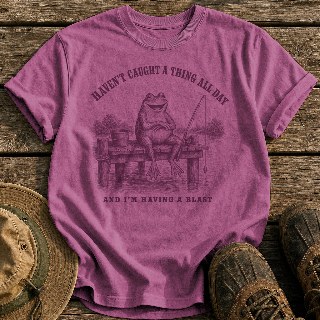 Haven't Caught A Thing tee - Berry - front