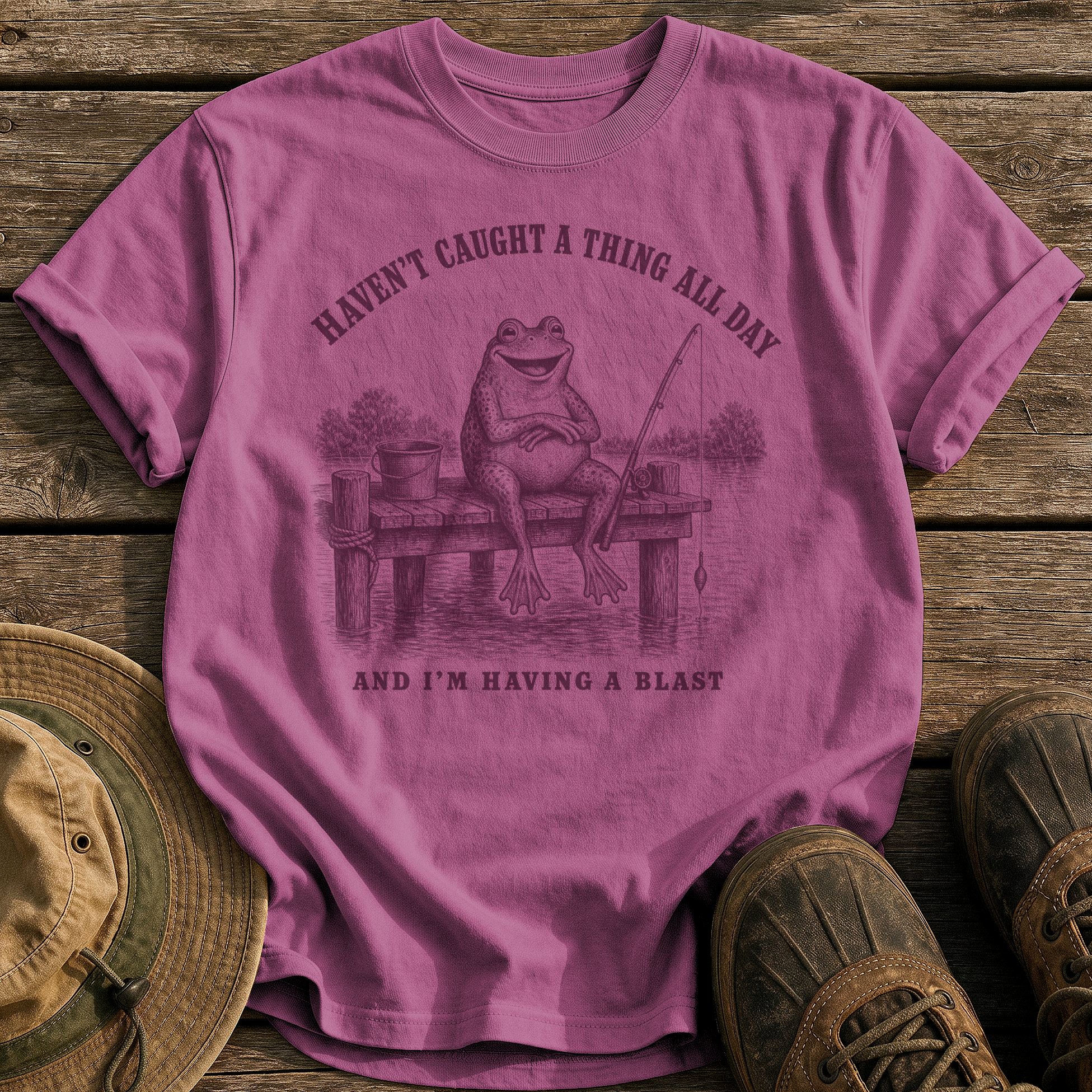 Haven't Caught A Thing tee - Berry - front