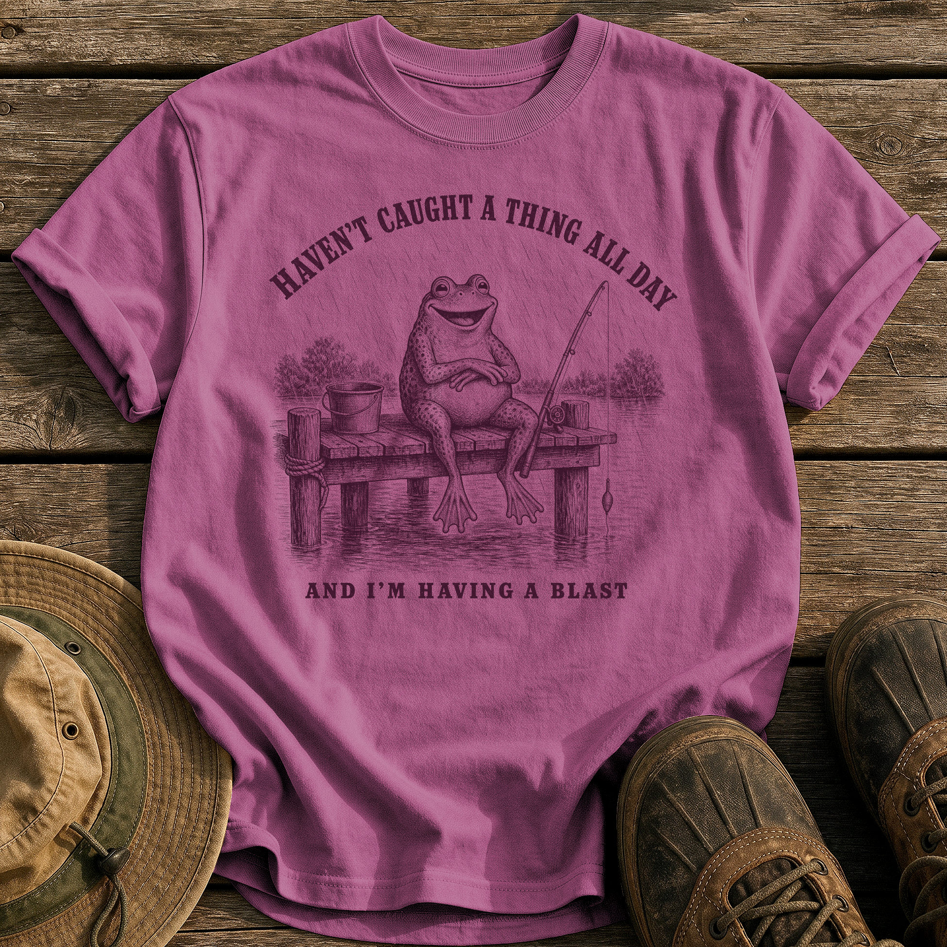 Haven't Caught A Thing tee - Berry - front