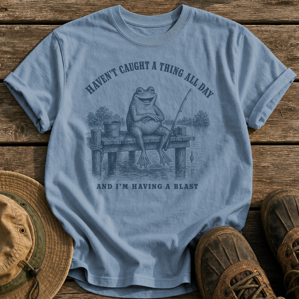 Haven't Caught A Thing tee - Blue Jean - front