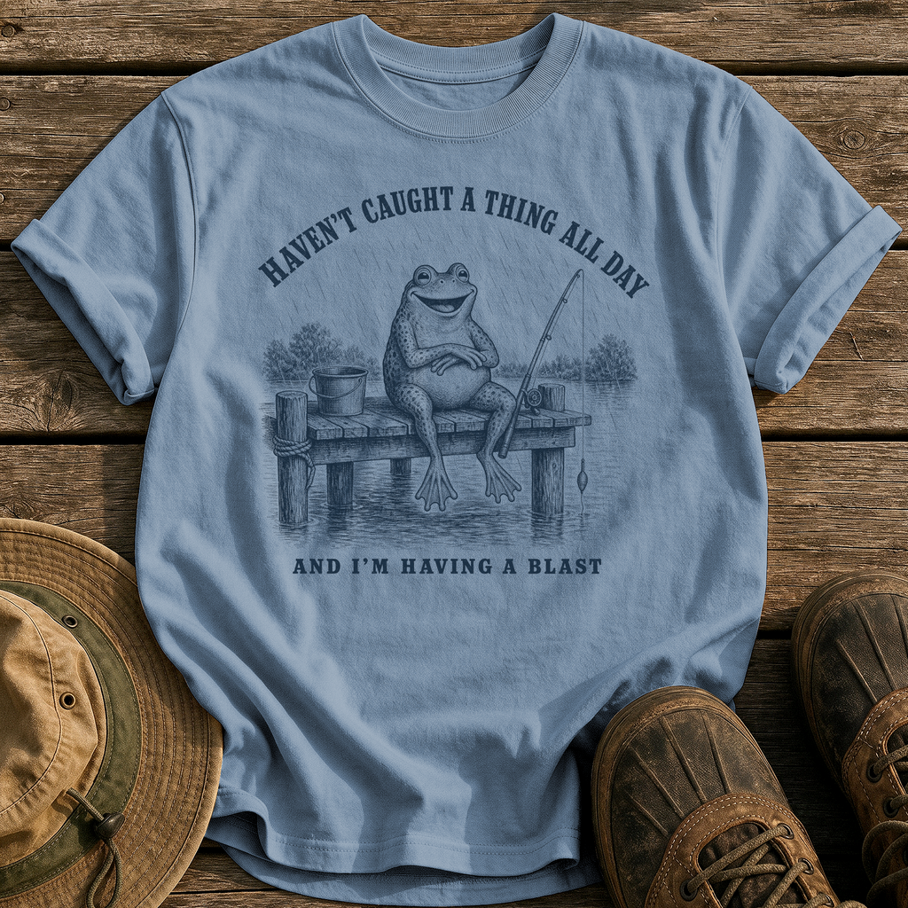 Haven't Caught A Thing tee - Blue Jean - front