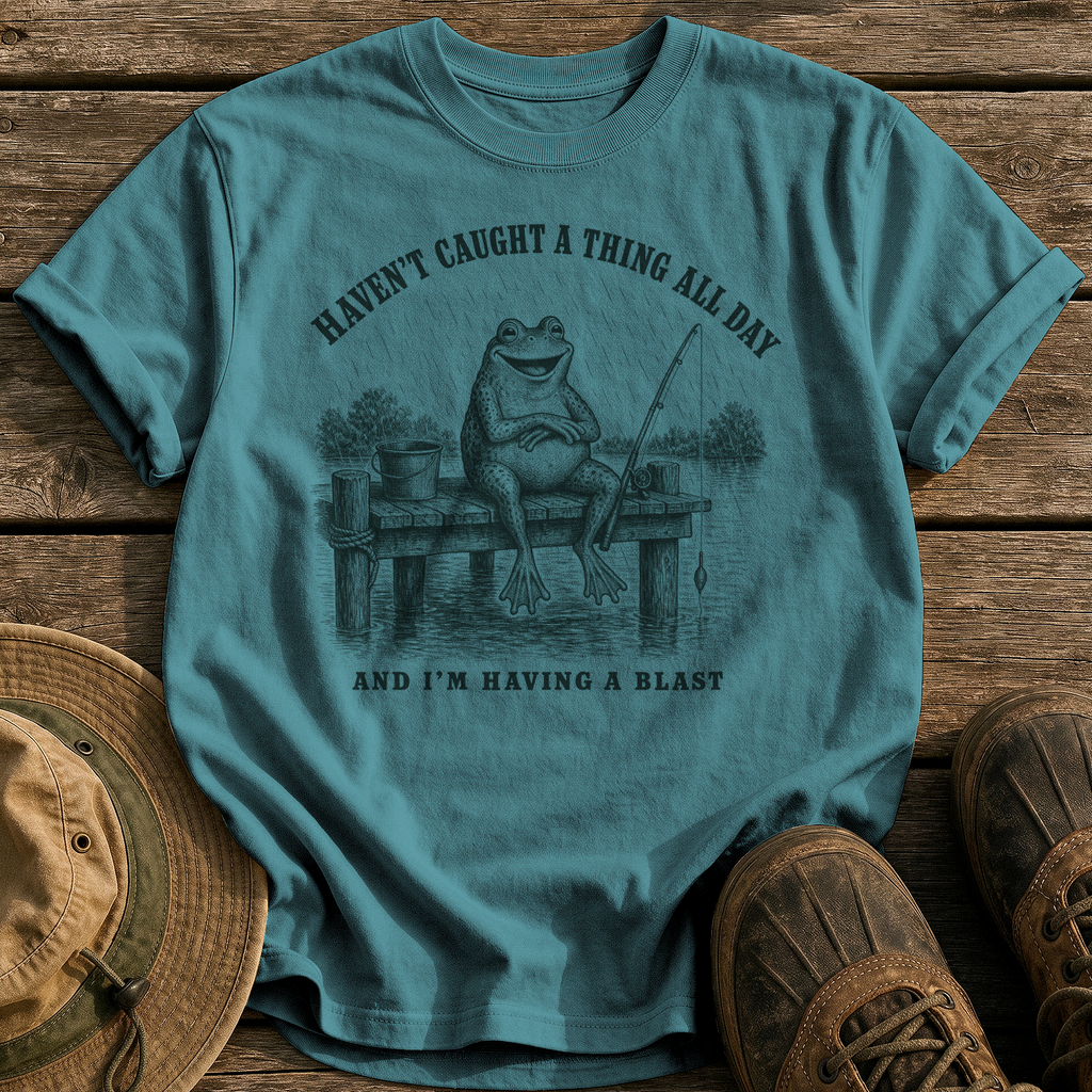 Haven't Caught A Thing tee - Blue Spruce - front