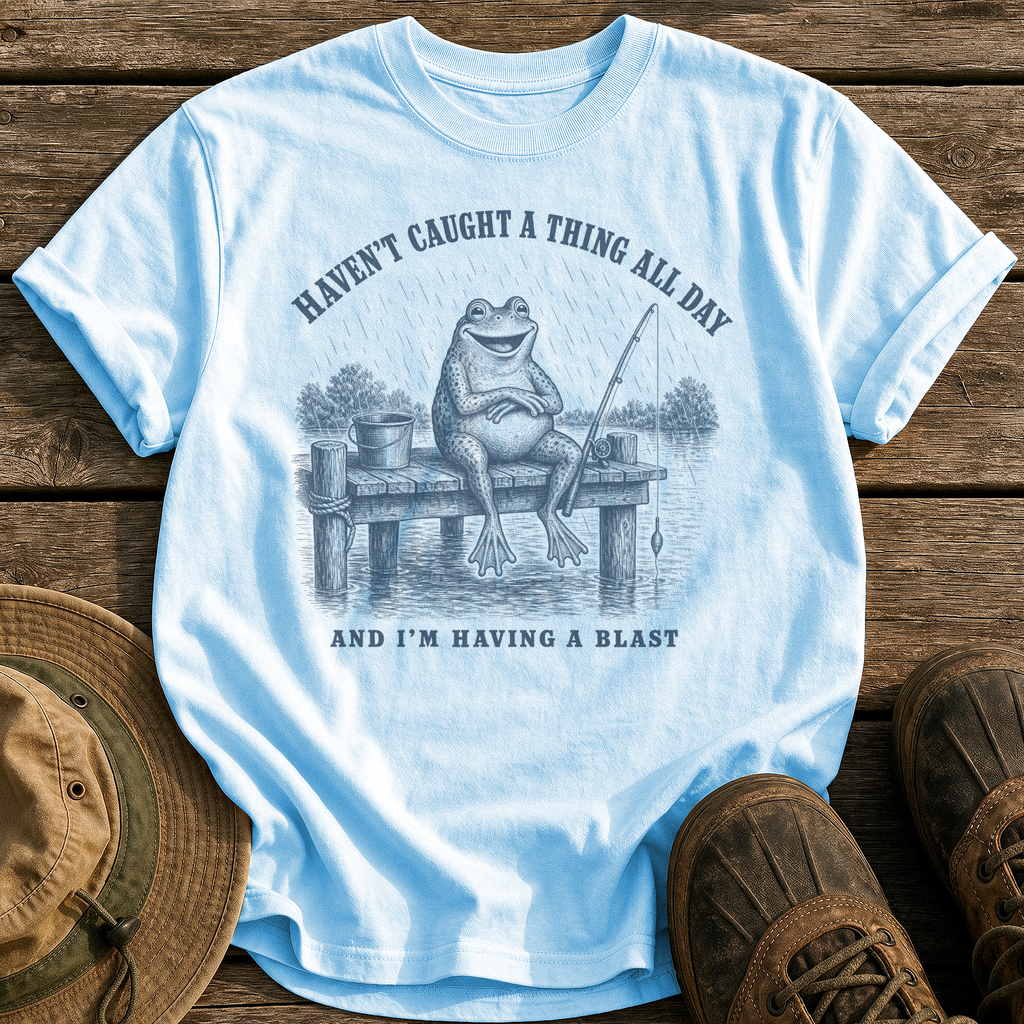 Haven't Caught A Thing tee - Chambray - front
