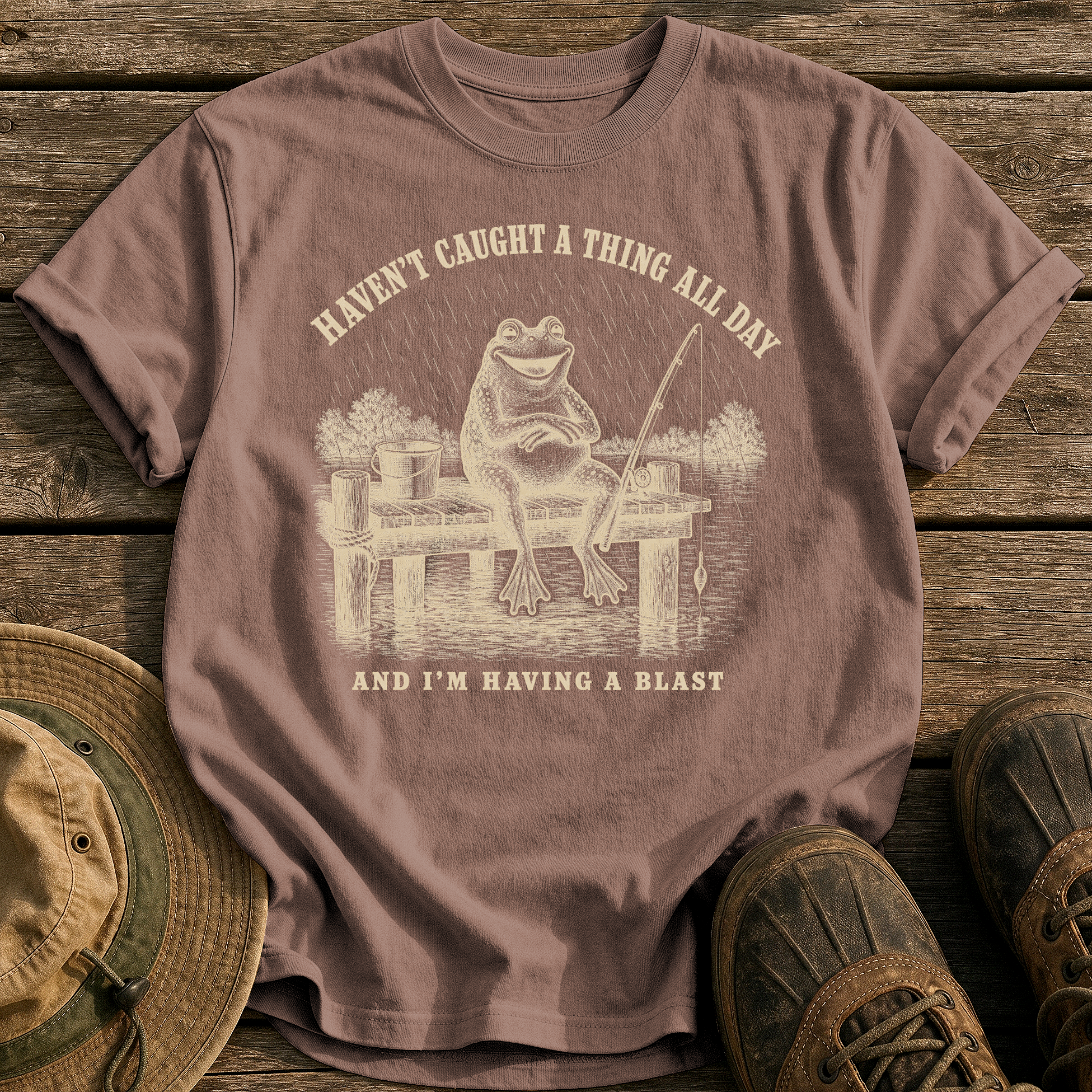 Haven't Caught A Thing tee - Espresso - front
