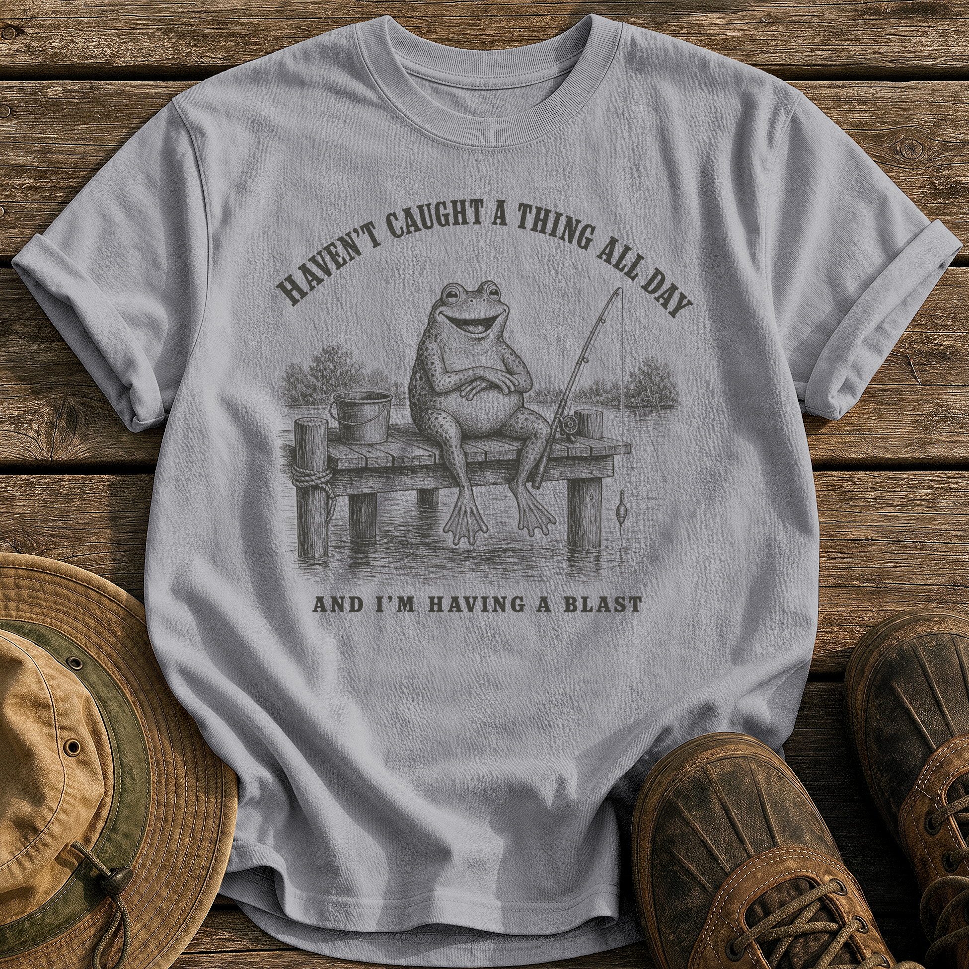 Haven't Caught A Thing tee - Grey - front