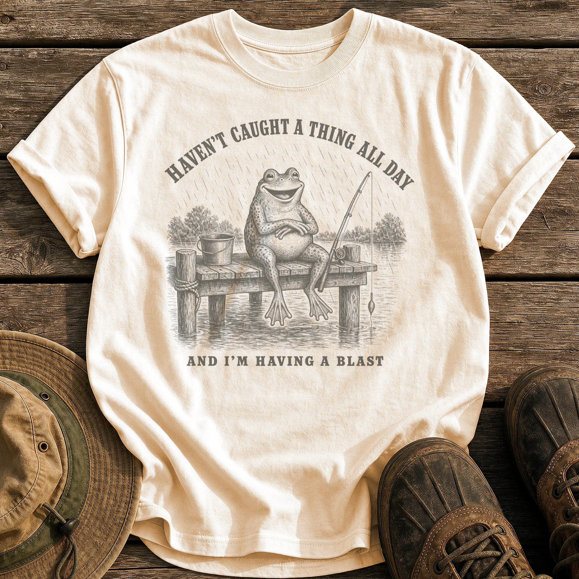 Haven't Caught A Thing tee - Ivory - front