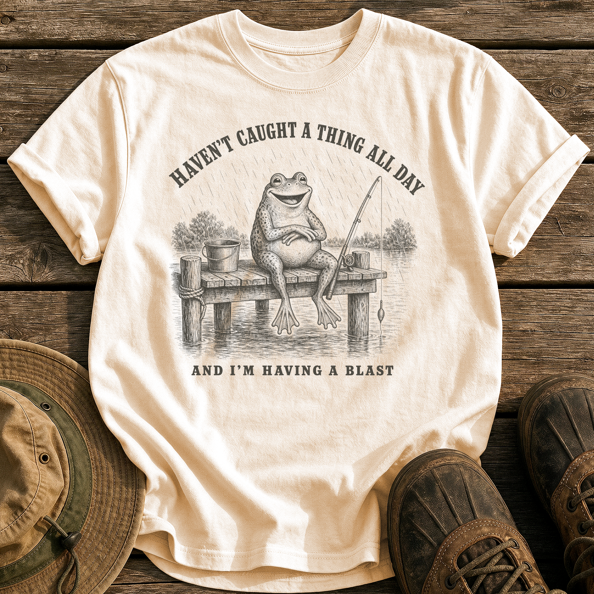 Haven't Caught A Thing tee - Ivory - front