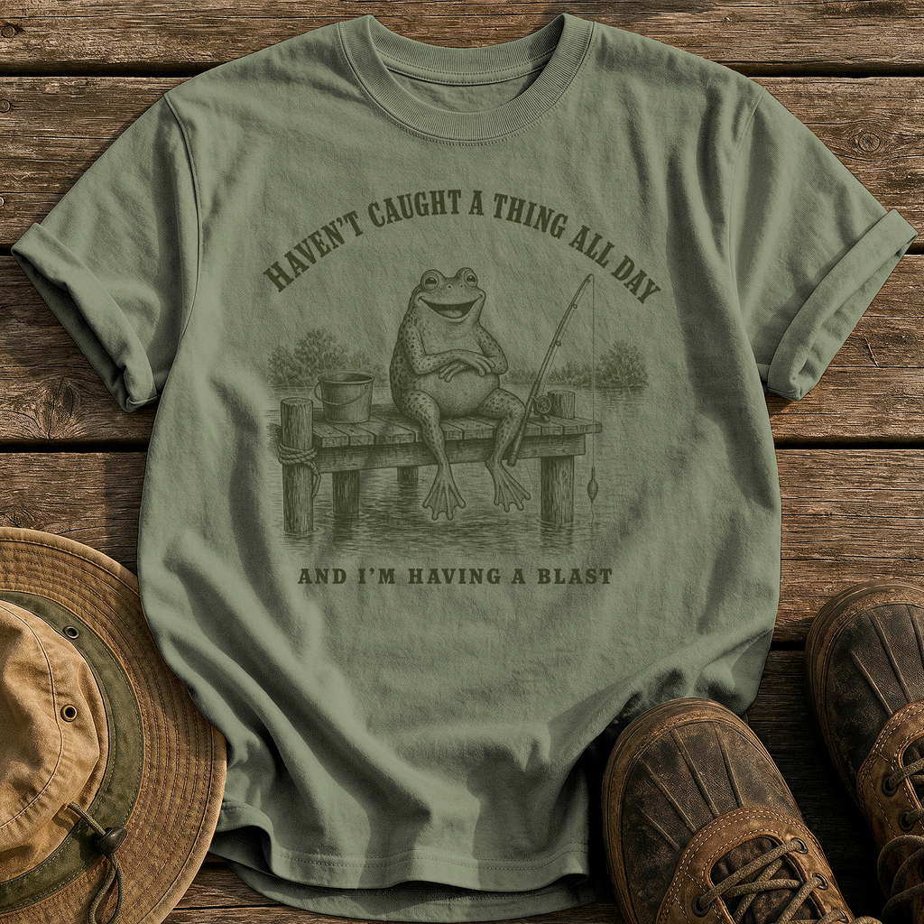 Haven't Caught A Thing tee - Sage - front