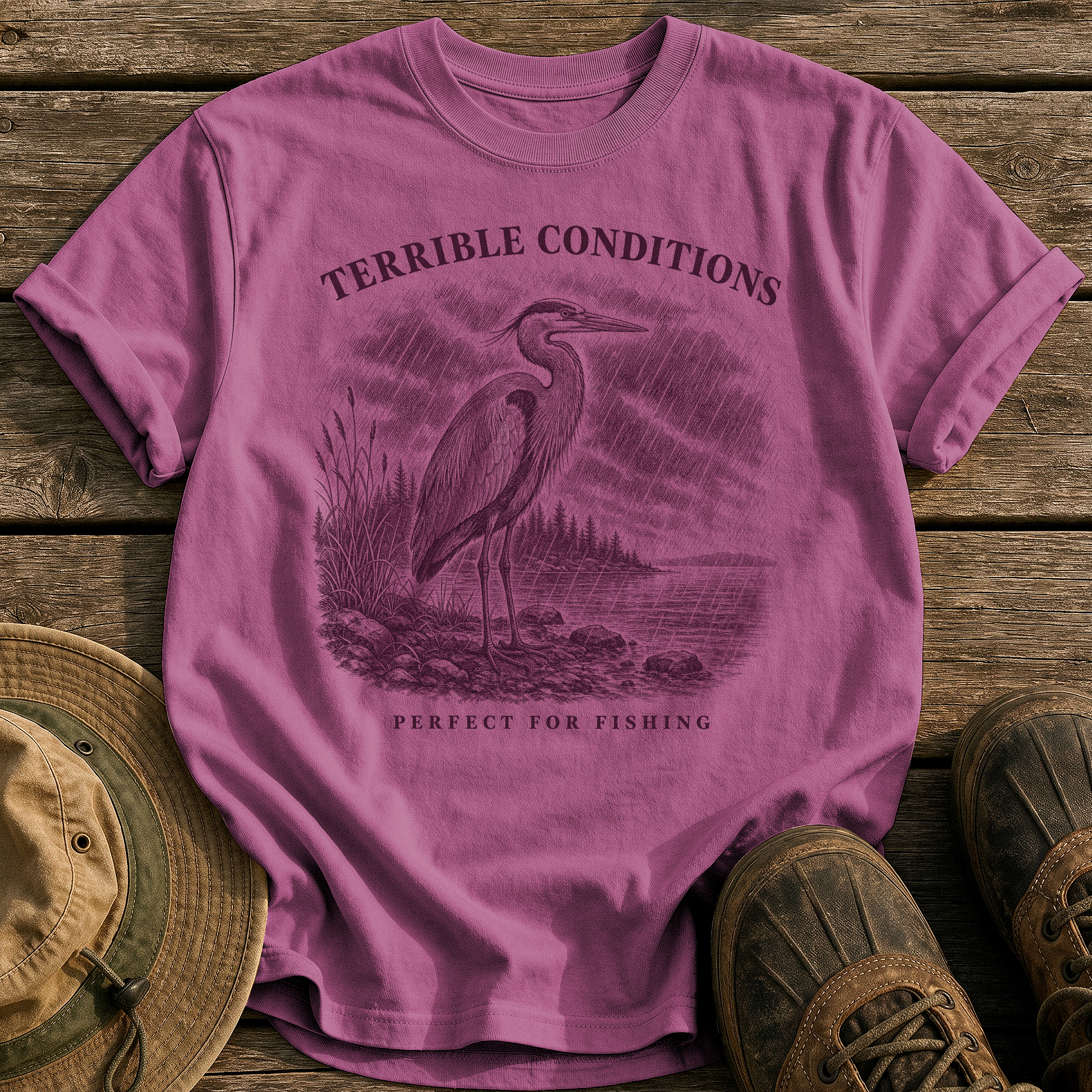 Perfect for Fishing tee - Berry - front