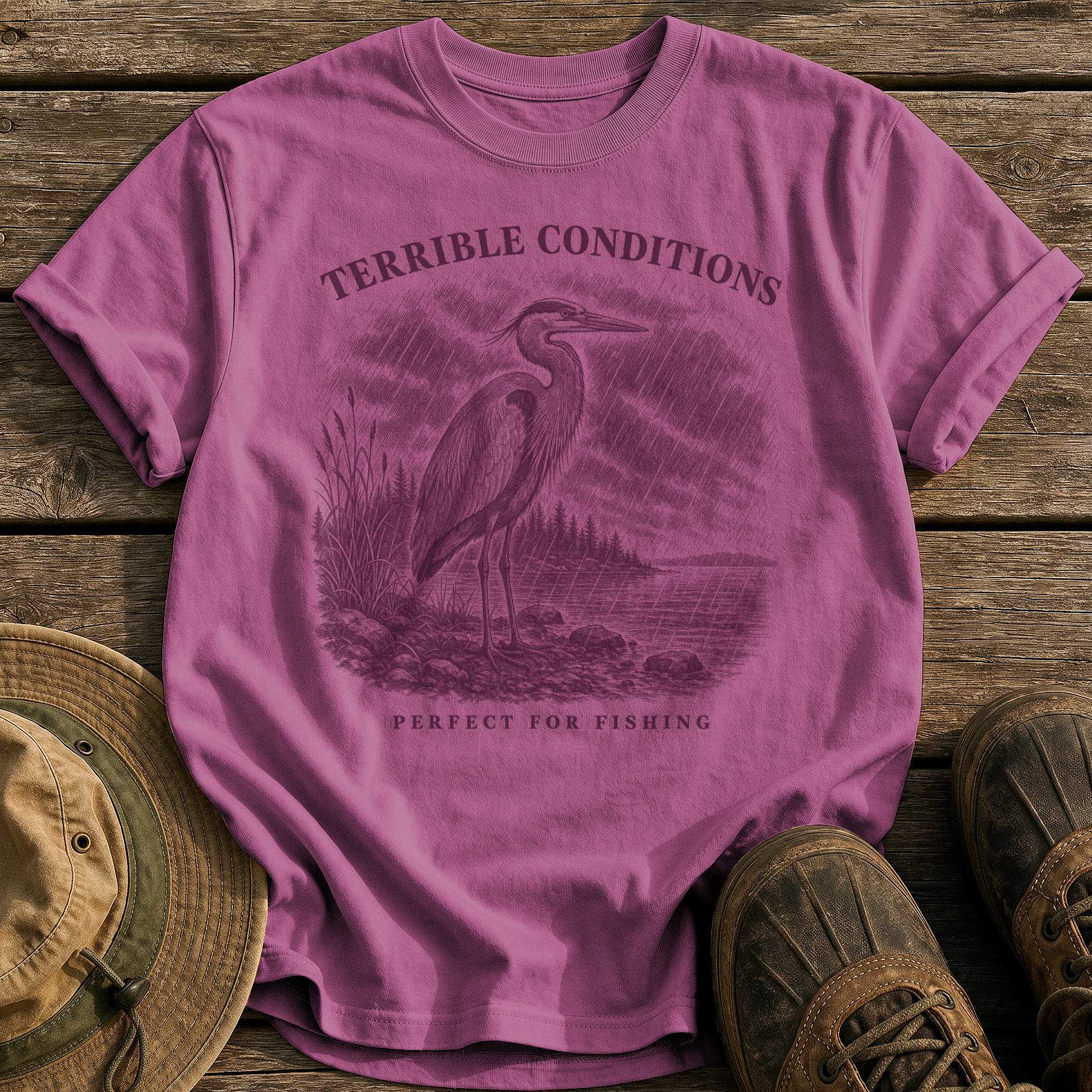Perfect for Fishing tee - Berry - front