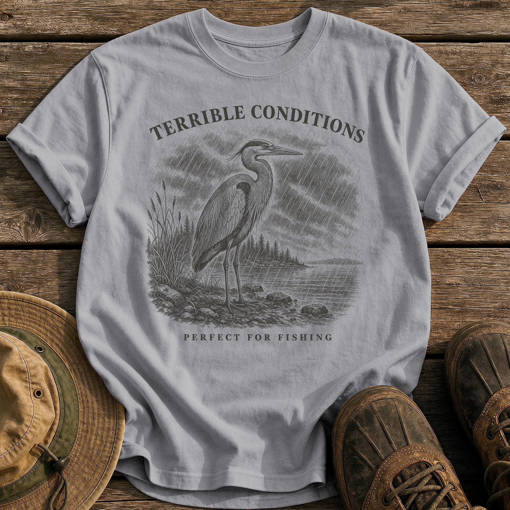 Perfect for Fishing tee - Grey - front