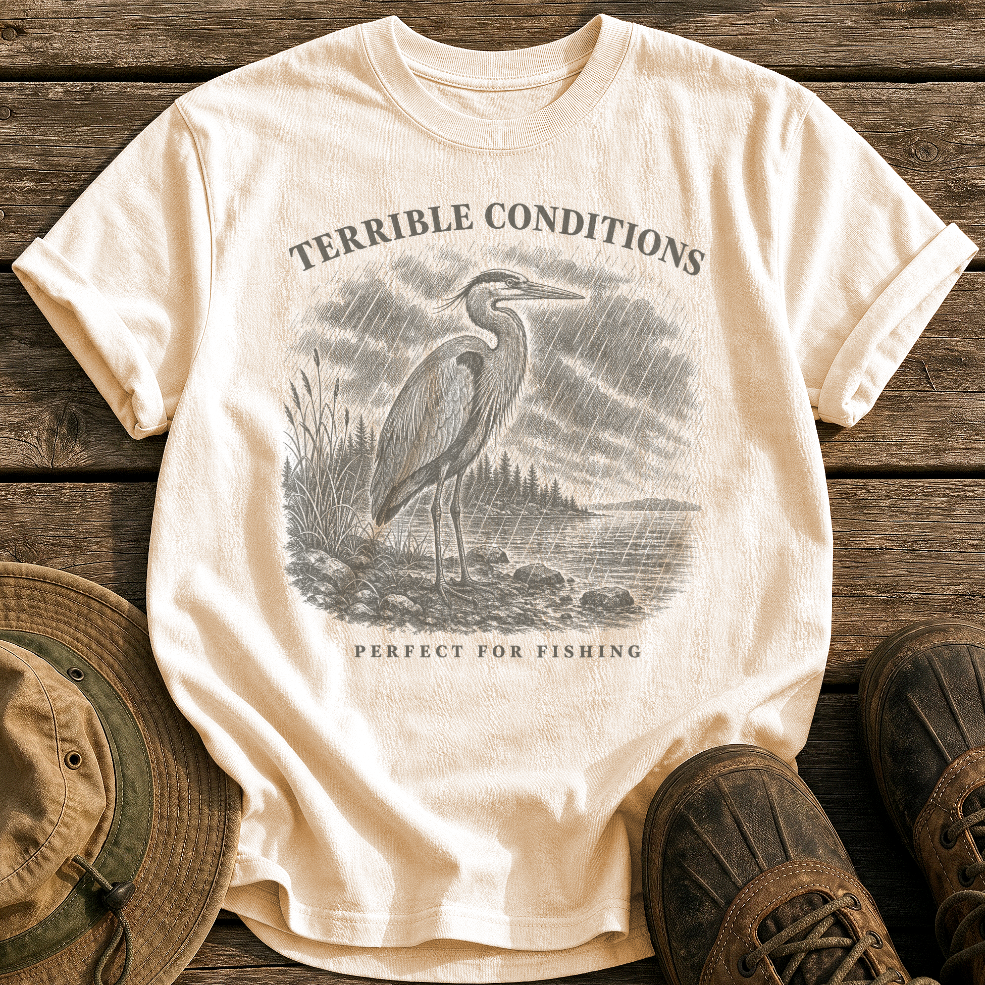 Perfect for Fishing tee - Ivory - front