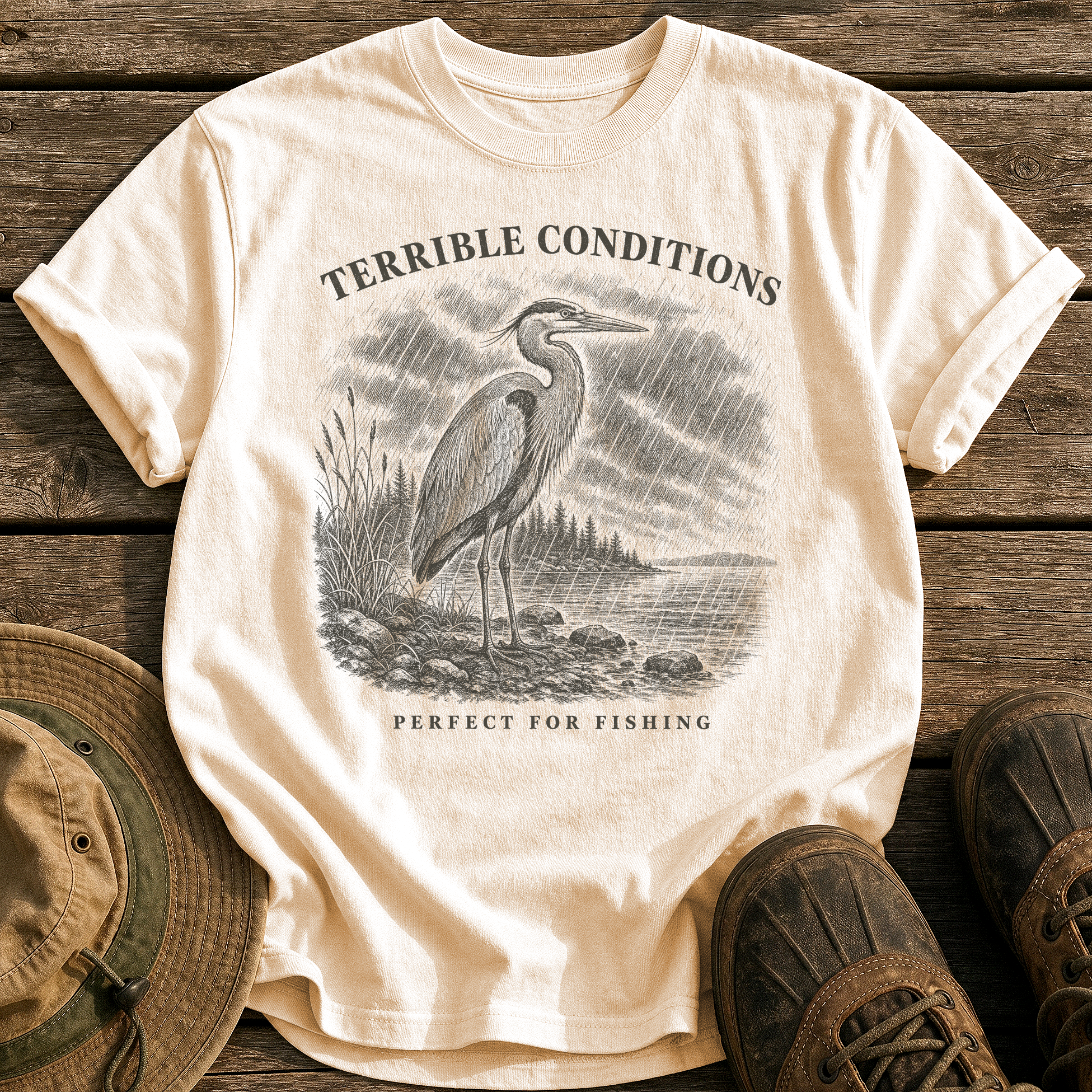 Perfect for Fishing tee - Ivory - front