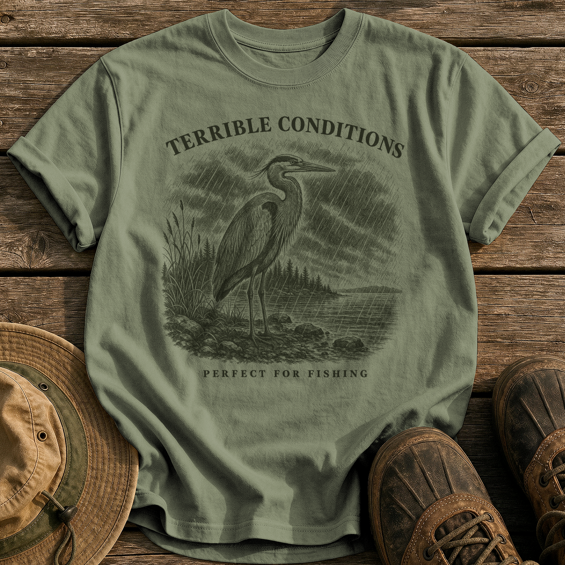 Perfect for Fishing tee - Sage - front