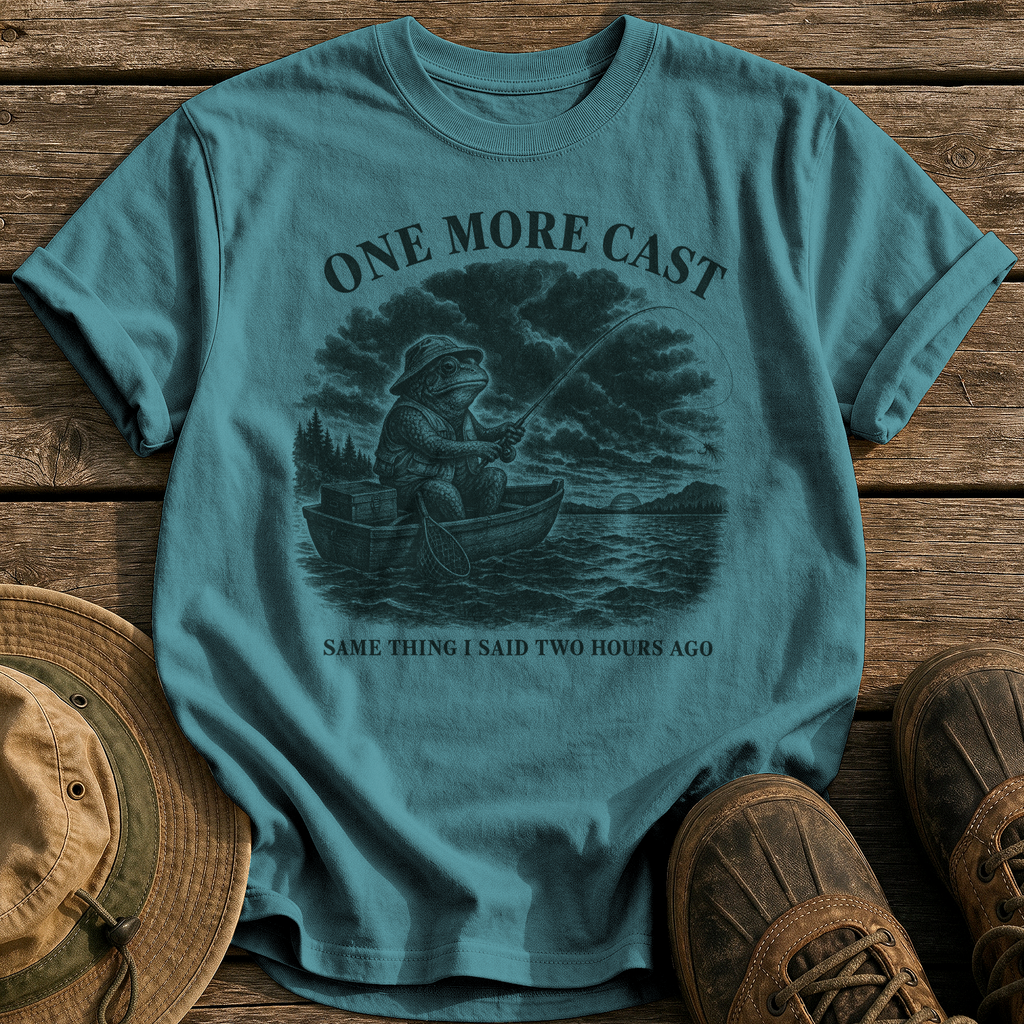One More Cast tee - Blue Spruce - front