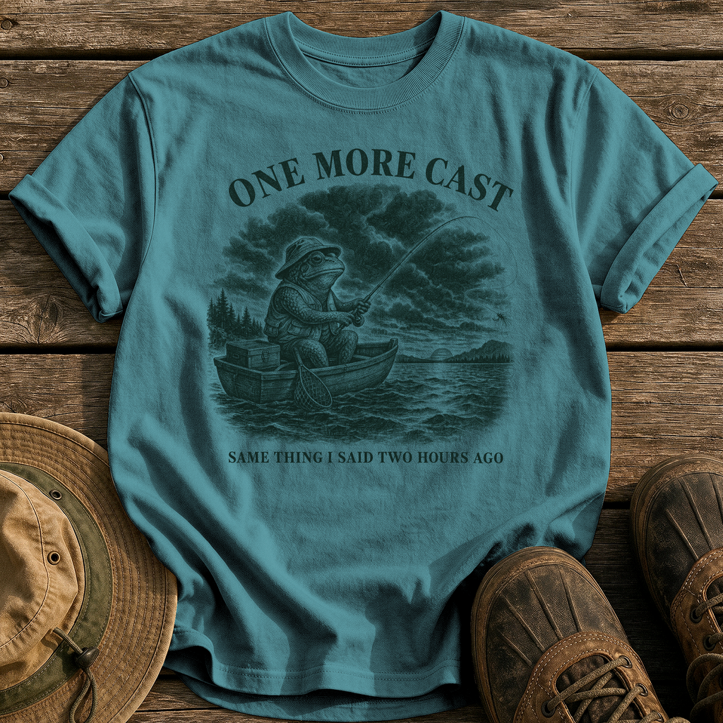 One More Cast tee - Blue Spruce - front