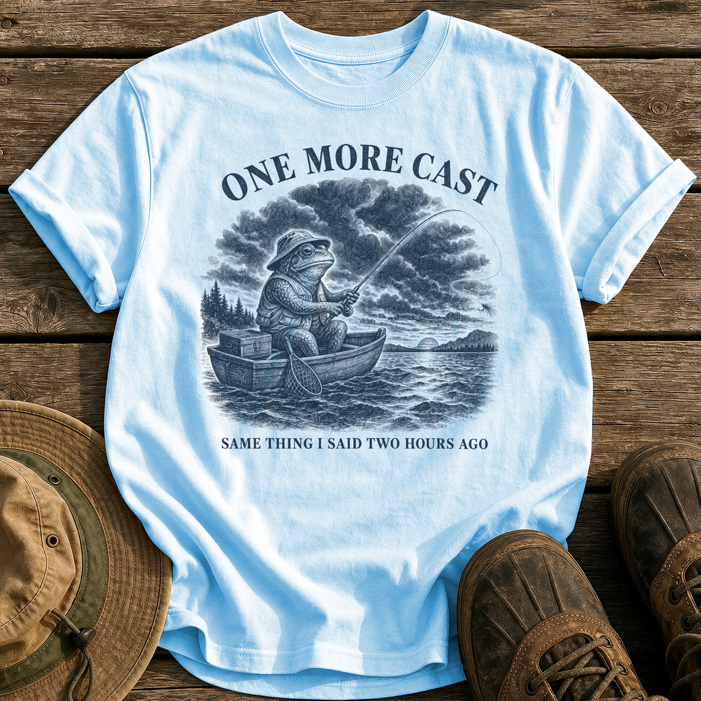 One More Cast tee - Chambray - front