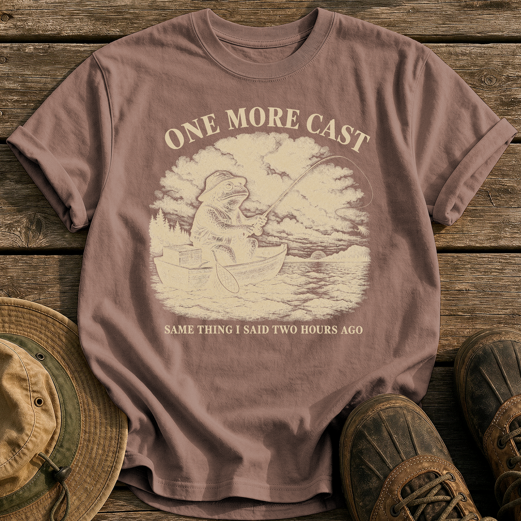 One More Cast tee - Espresso - front