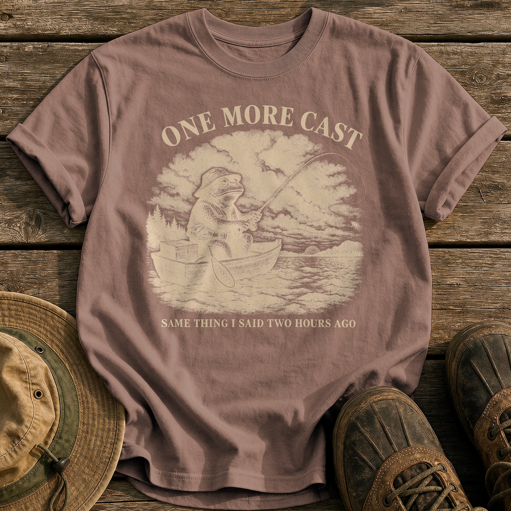 One More Cast tee - Espresso - front