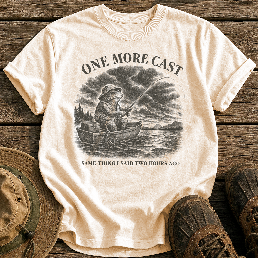 One More Cast tee - Ivory - front