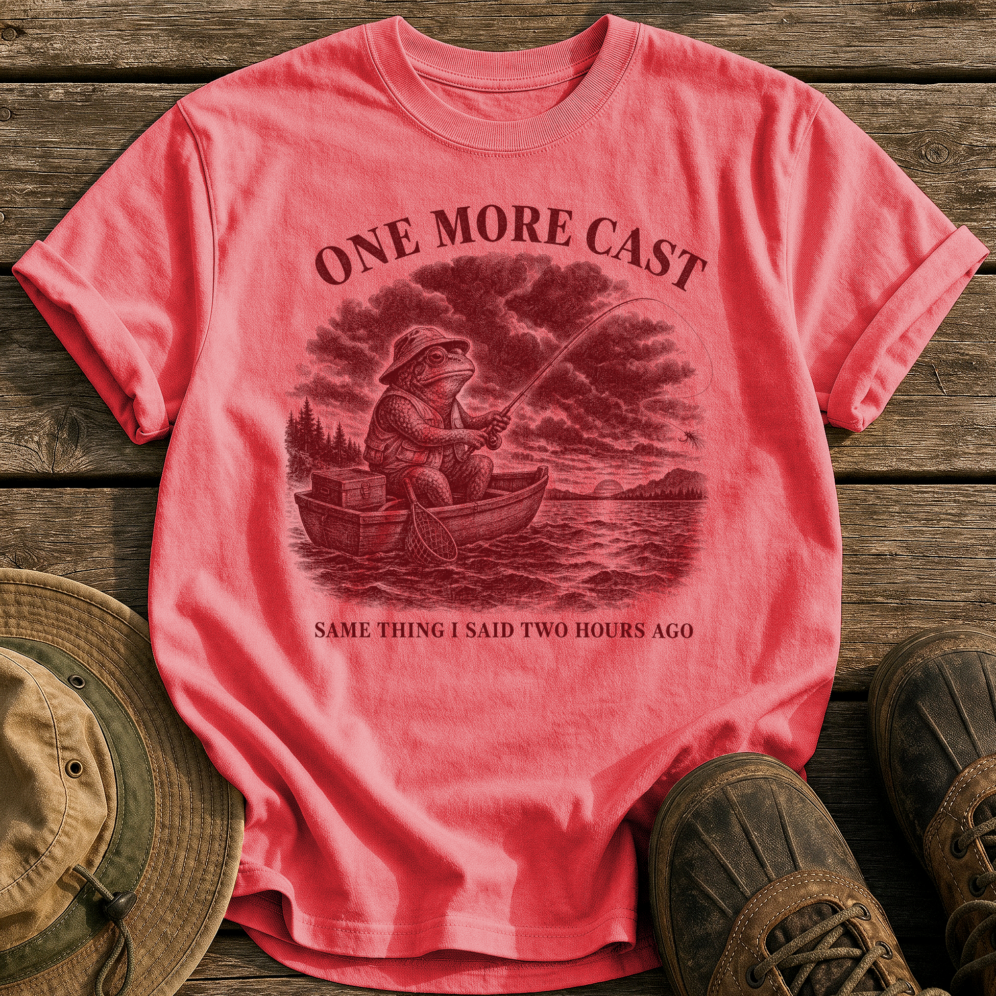 One More Cast tee - Watermelon - front