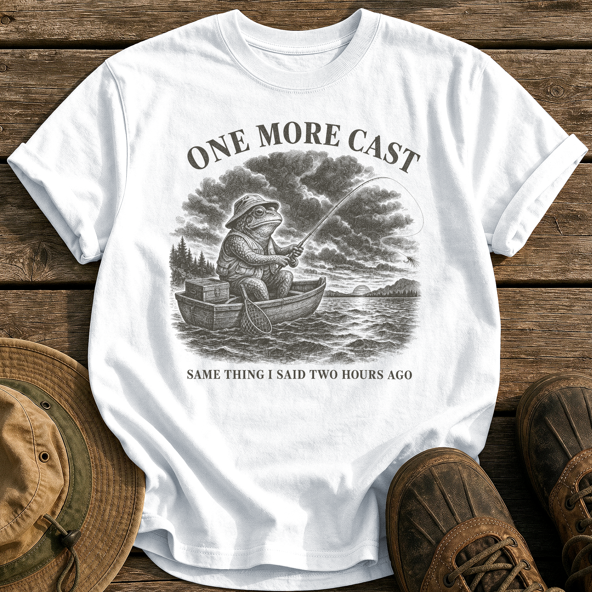 One More Cast tee - White - front