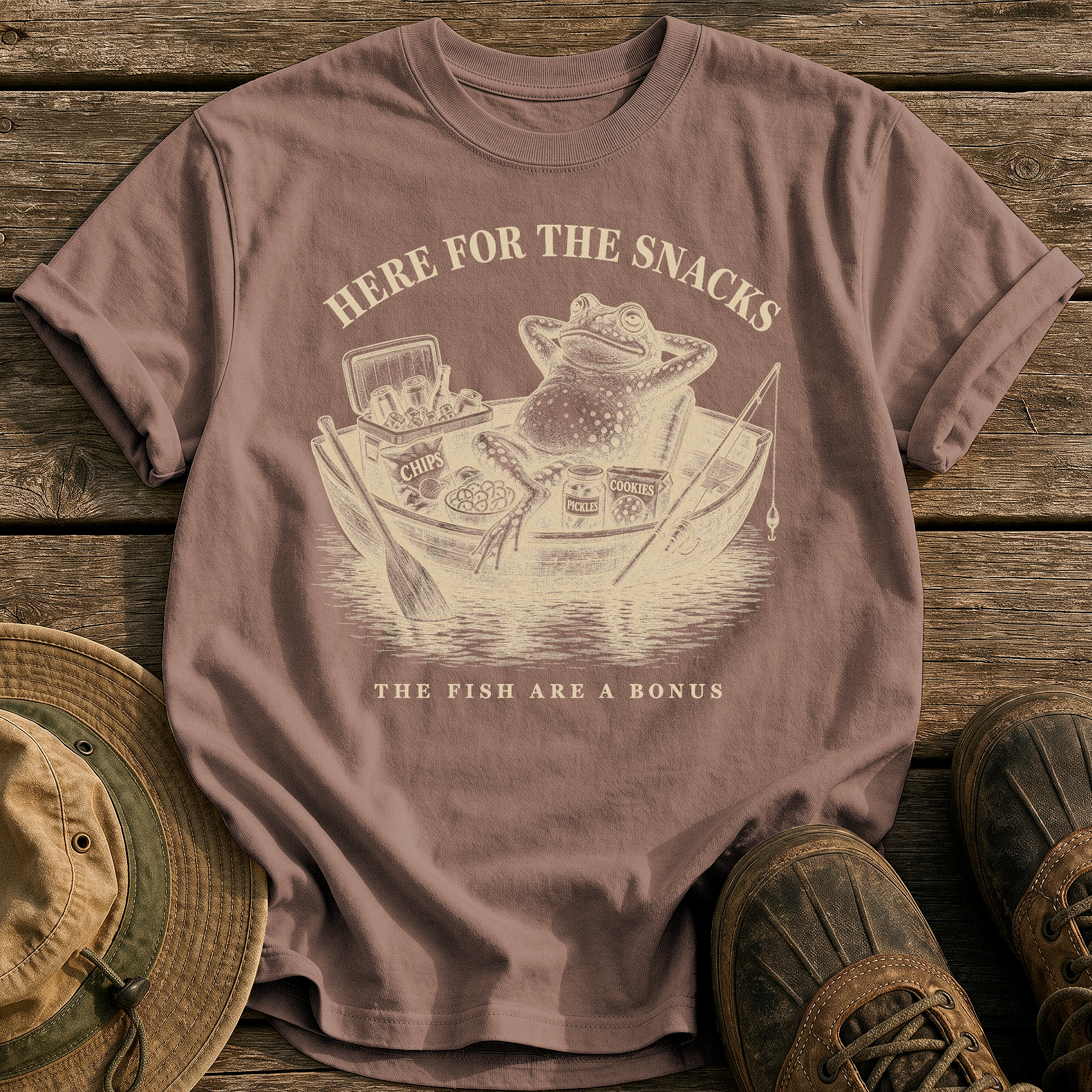 Here for the Snacks tee - Espresso - front