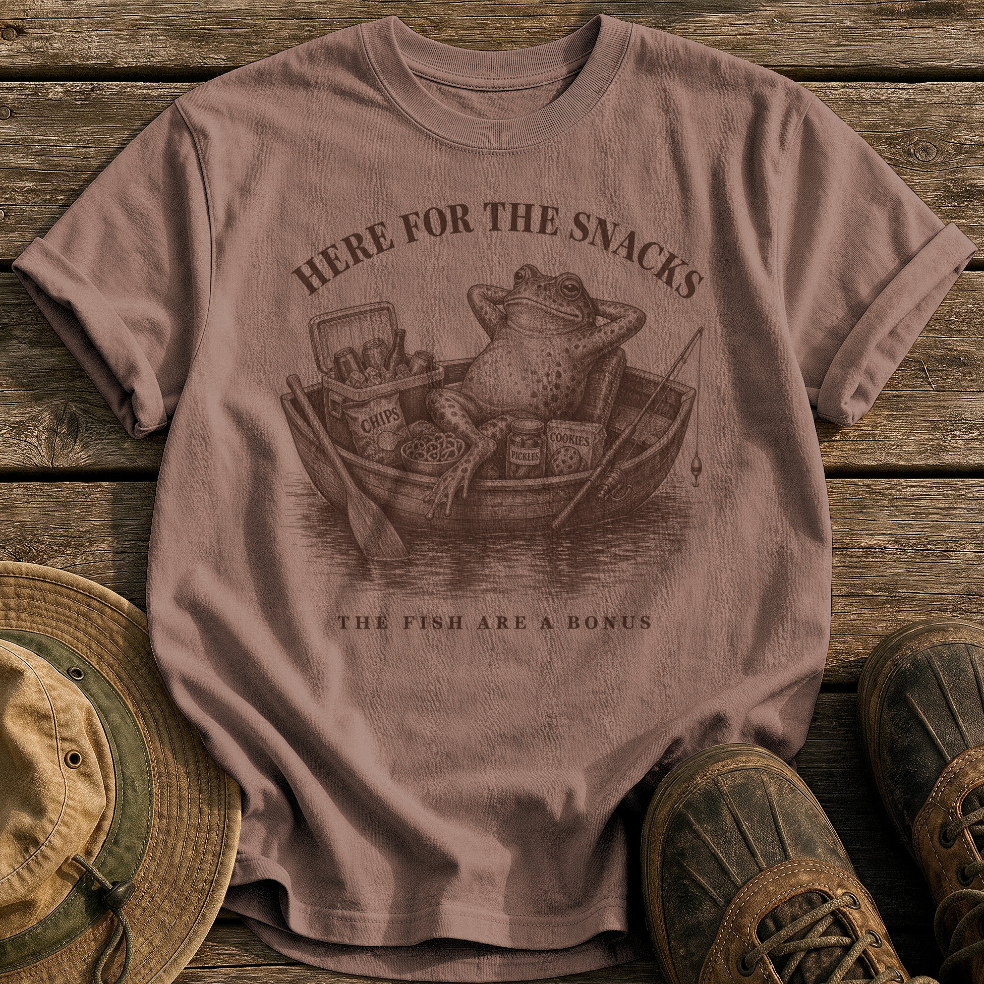 Here for the Snacks tee - Espresso - front