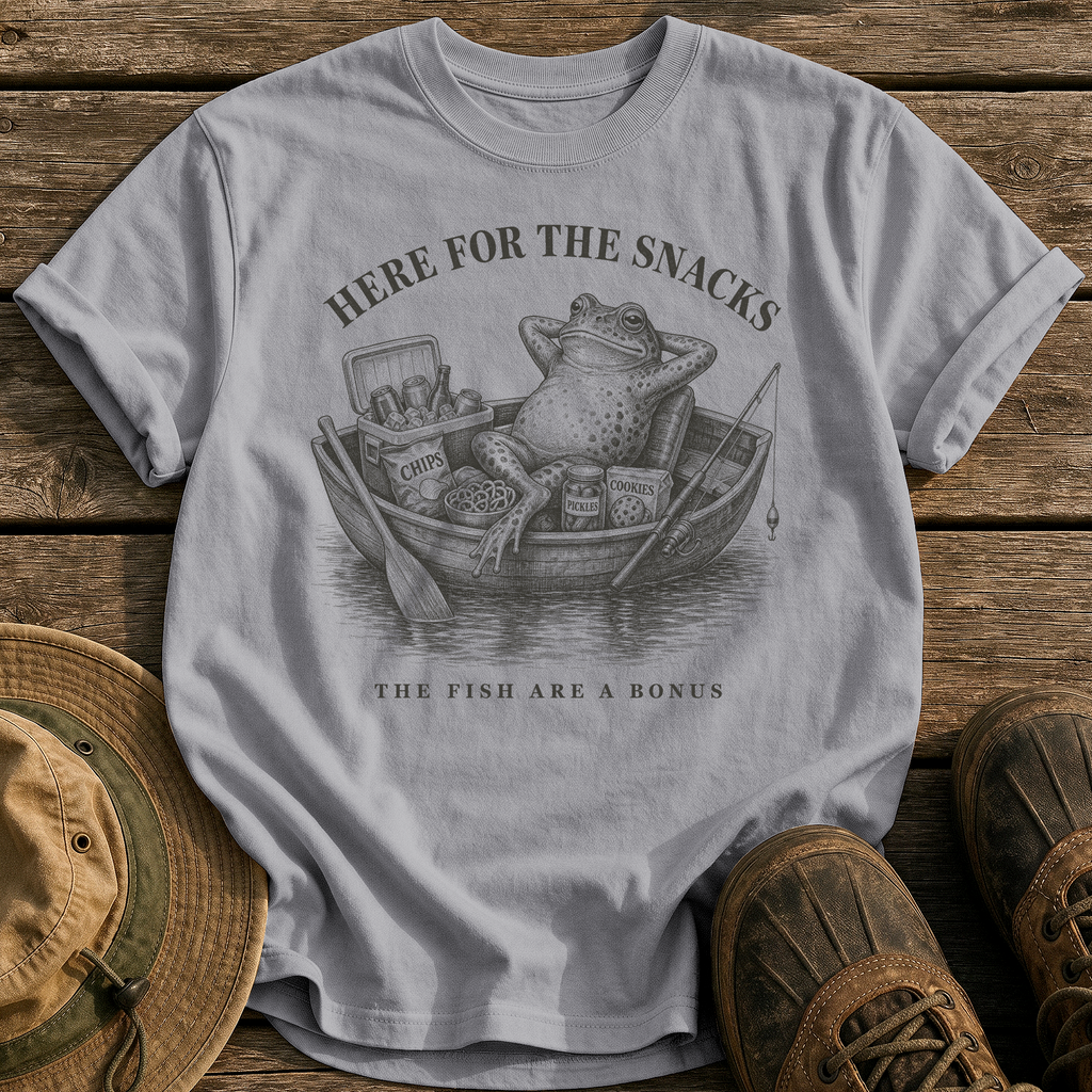 Here for the Snacks tee - Grey - front
