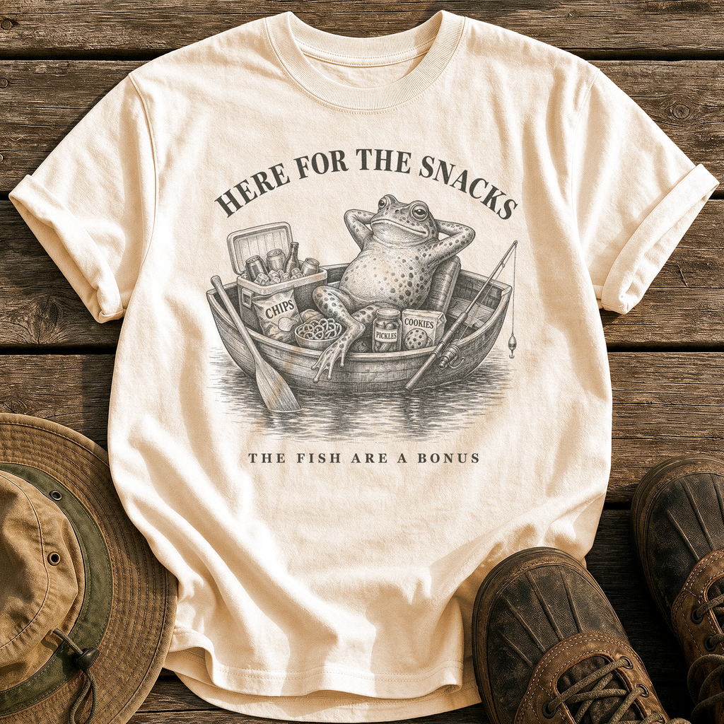 Here for the Snacks tee - Ivory - front