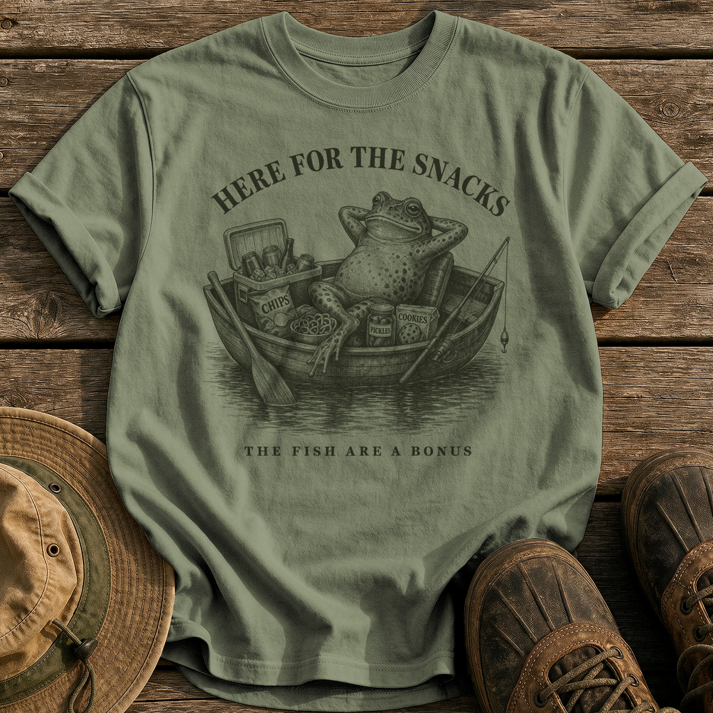 Here for the Snacks tee - Sage - front