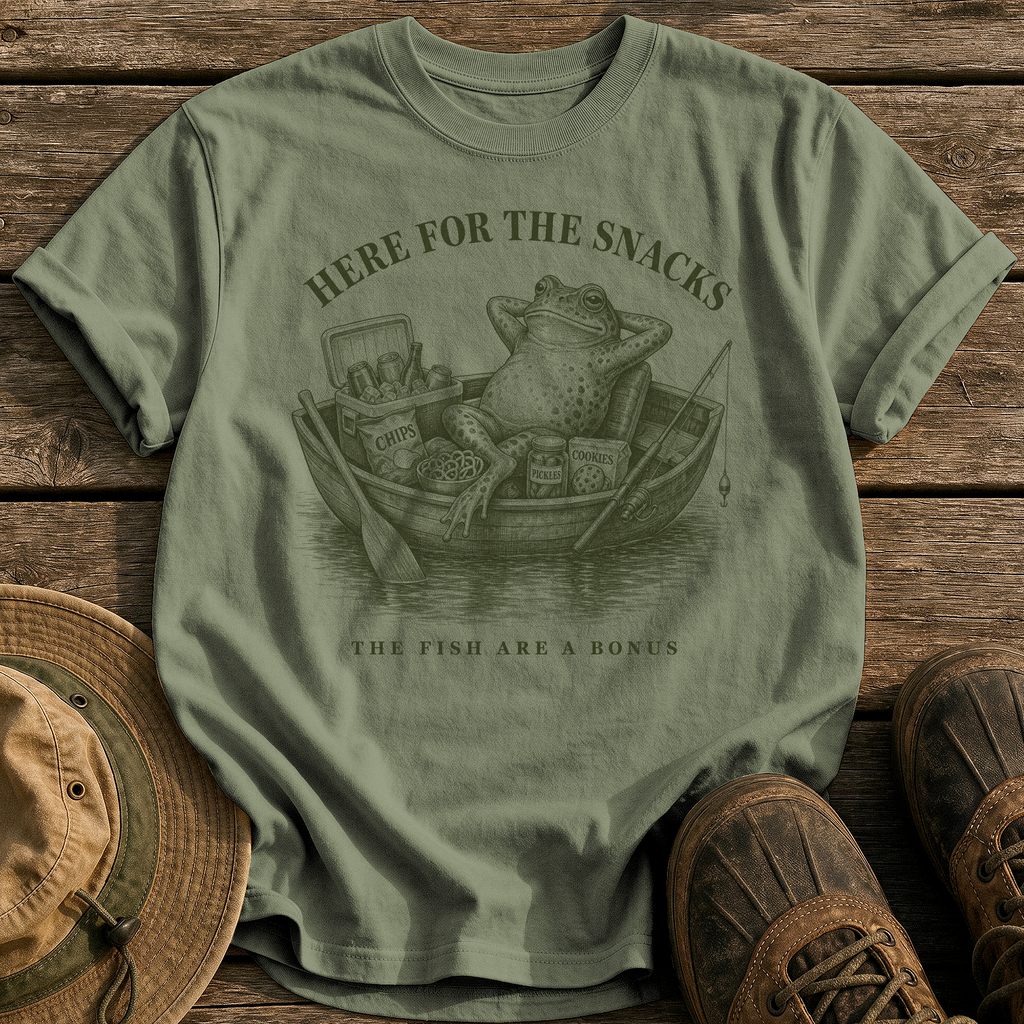 Here for the Snacks tee - Sage - front
