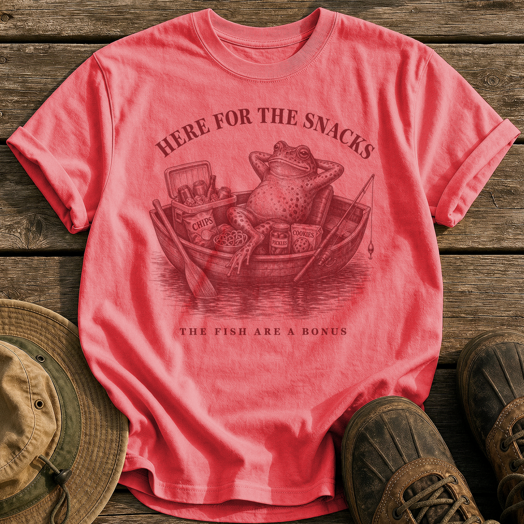 Here for the Snacks tee - Watermelon - front