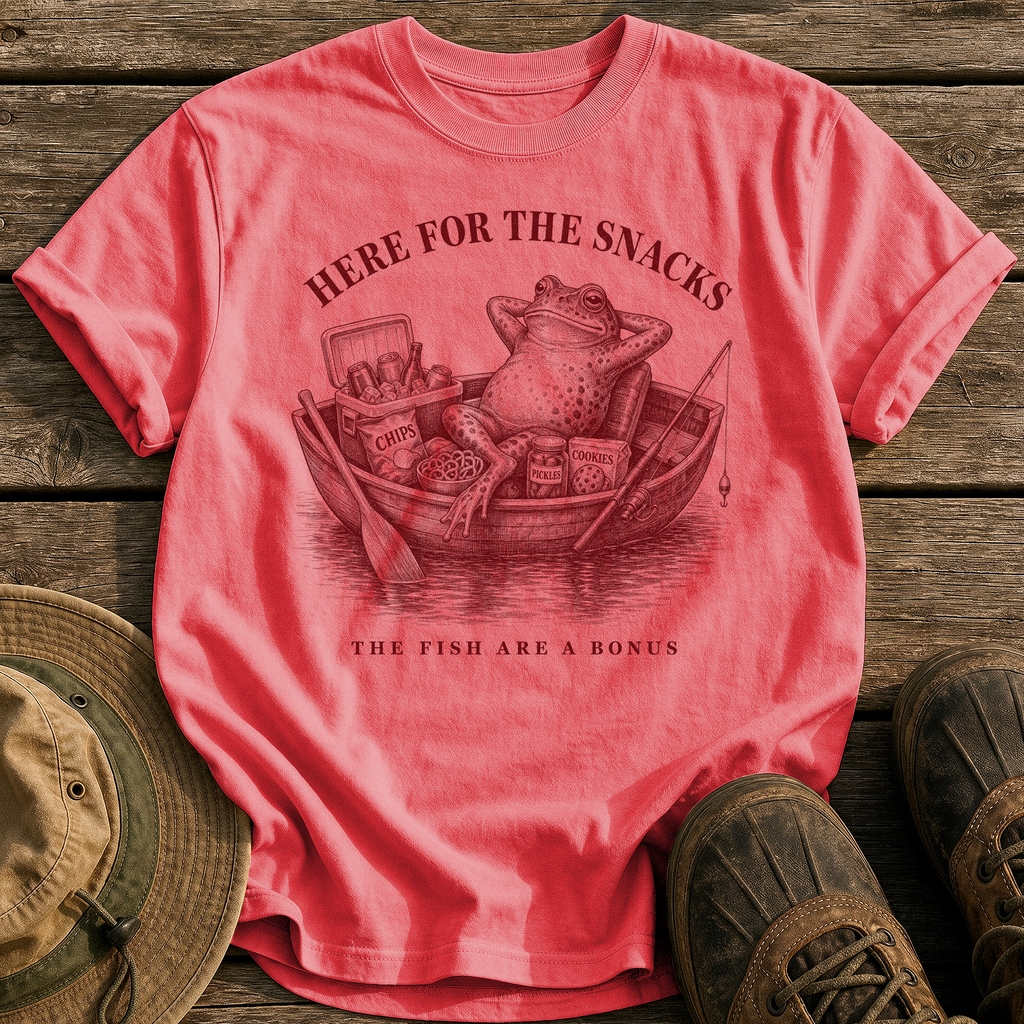 Here for the Snacks tee - Watermelon - front