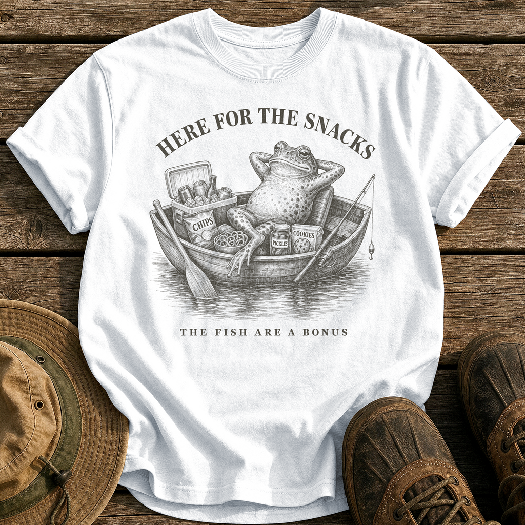 Here for the Snacks tee - White - front