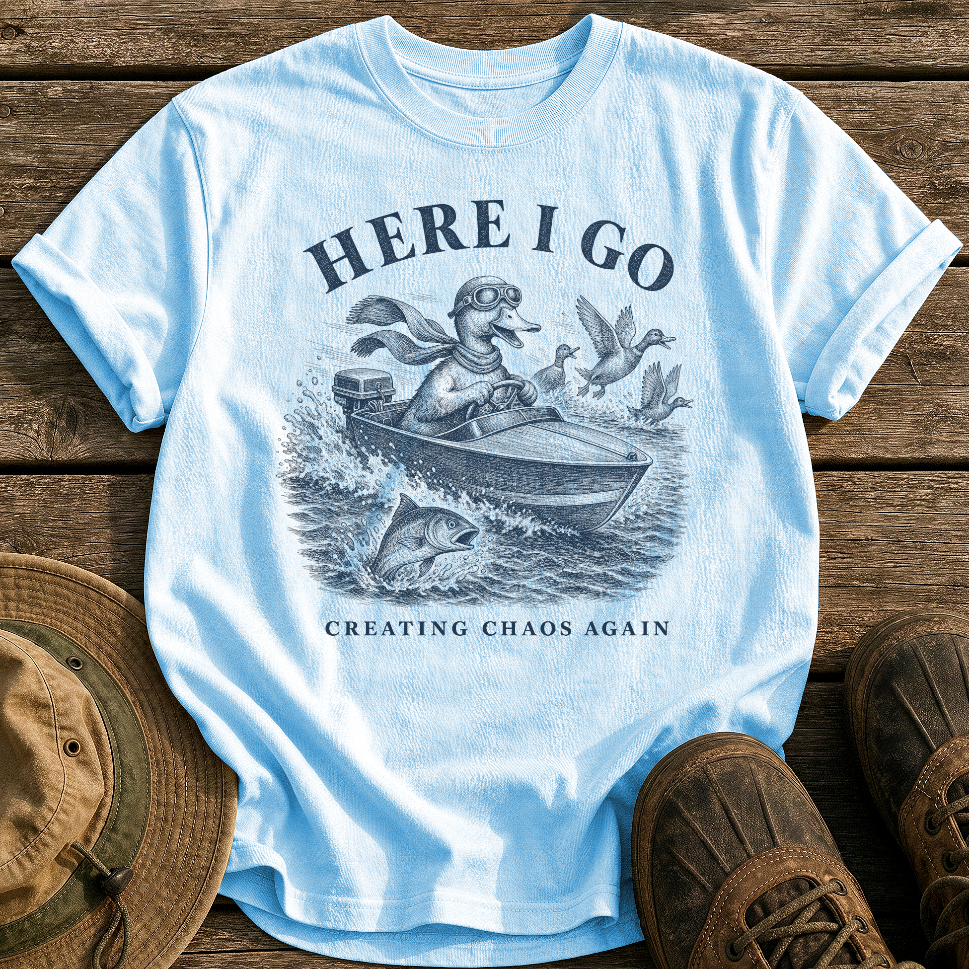 Creating Chaos Again tee - Chambray - front