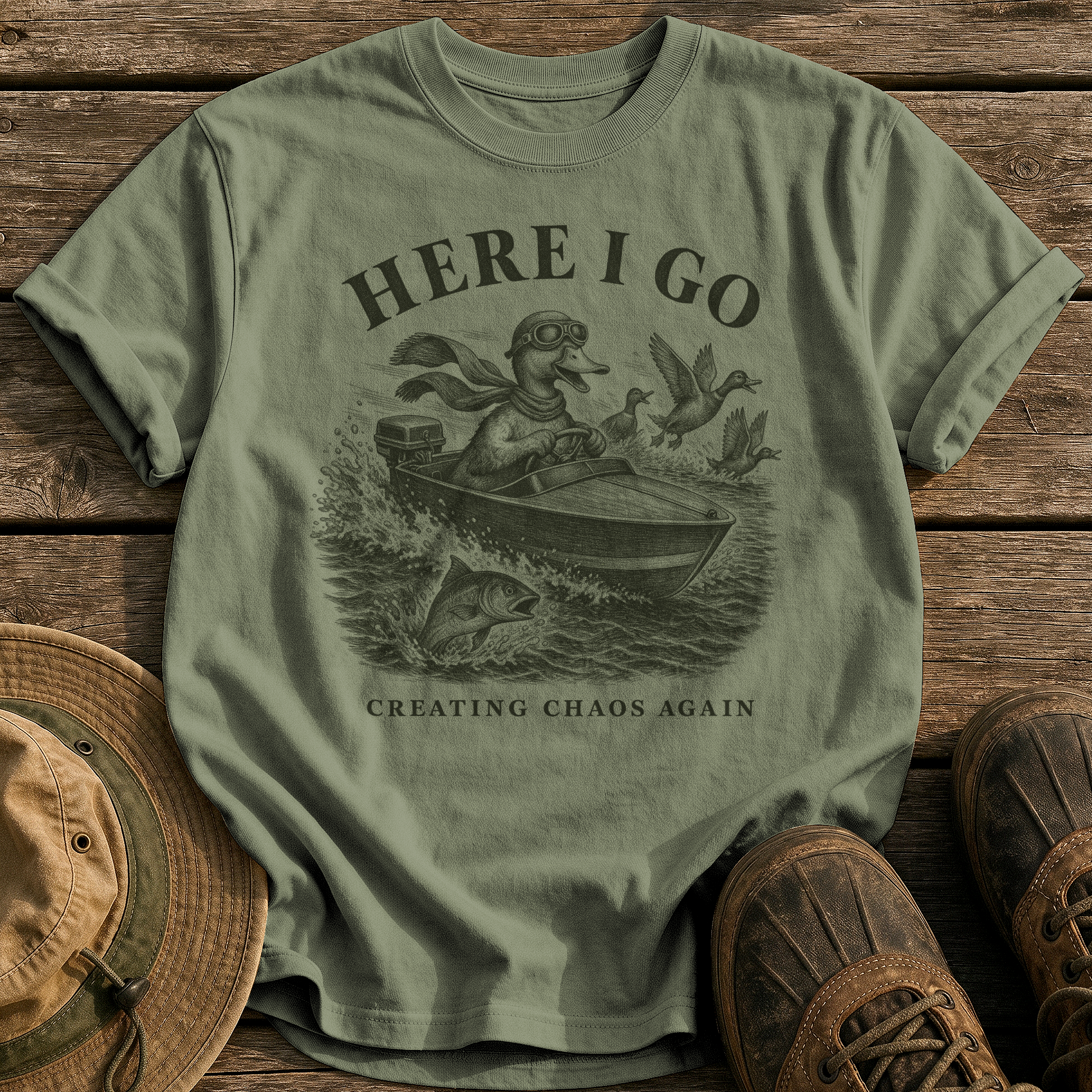 Creating Chaos Again tee - Sage - front