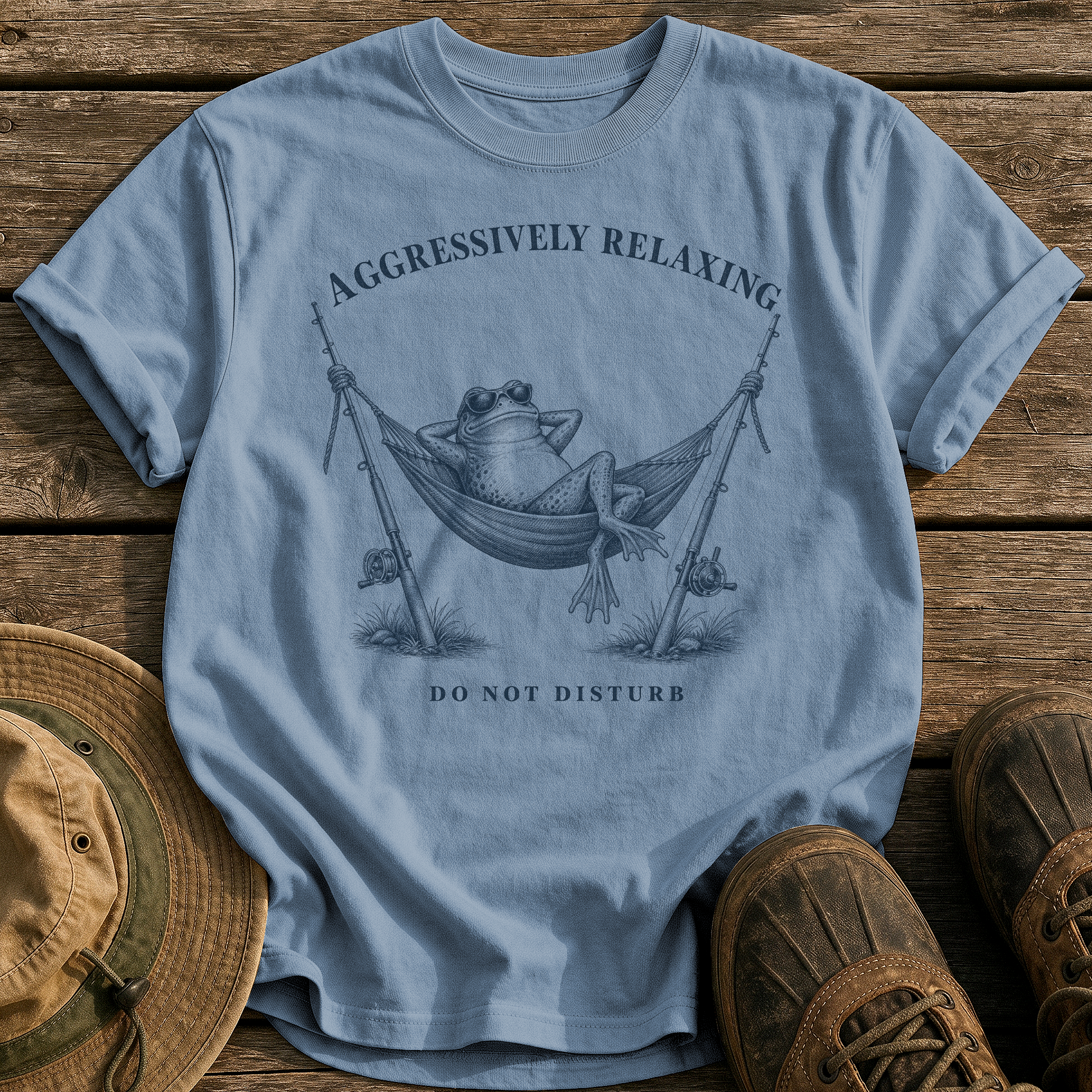 Aggressively Relaxing tee - Blue Jean - front