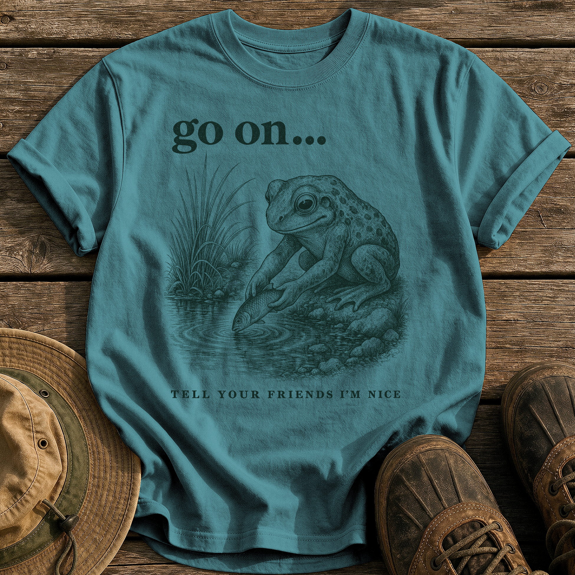 Tell Your Friends tee - Blue Spruce - front