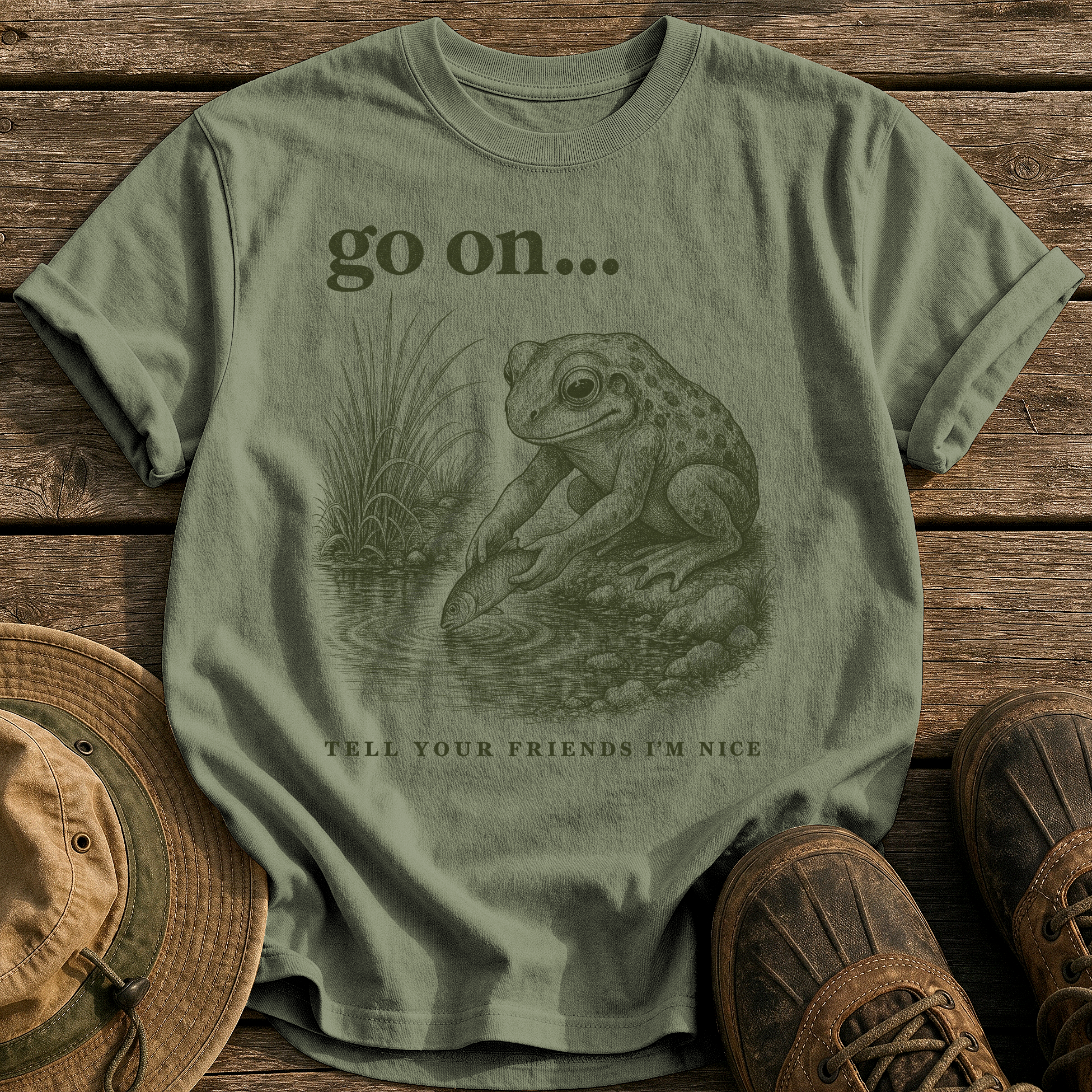 Tell Your Friends tee - Sage - front