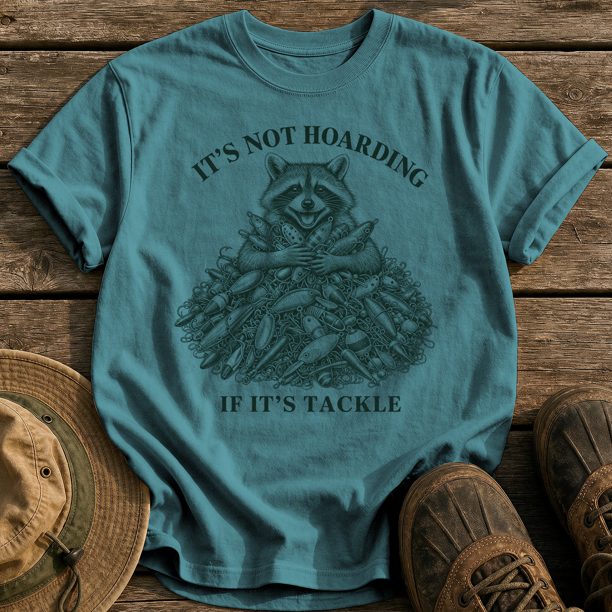 It's Not Hoarding tee - Blue Spruce - front
