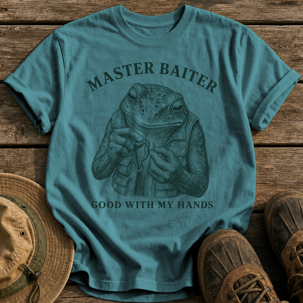 Master Baiter tee - Blue Spruce - front