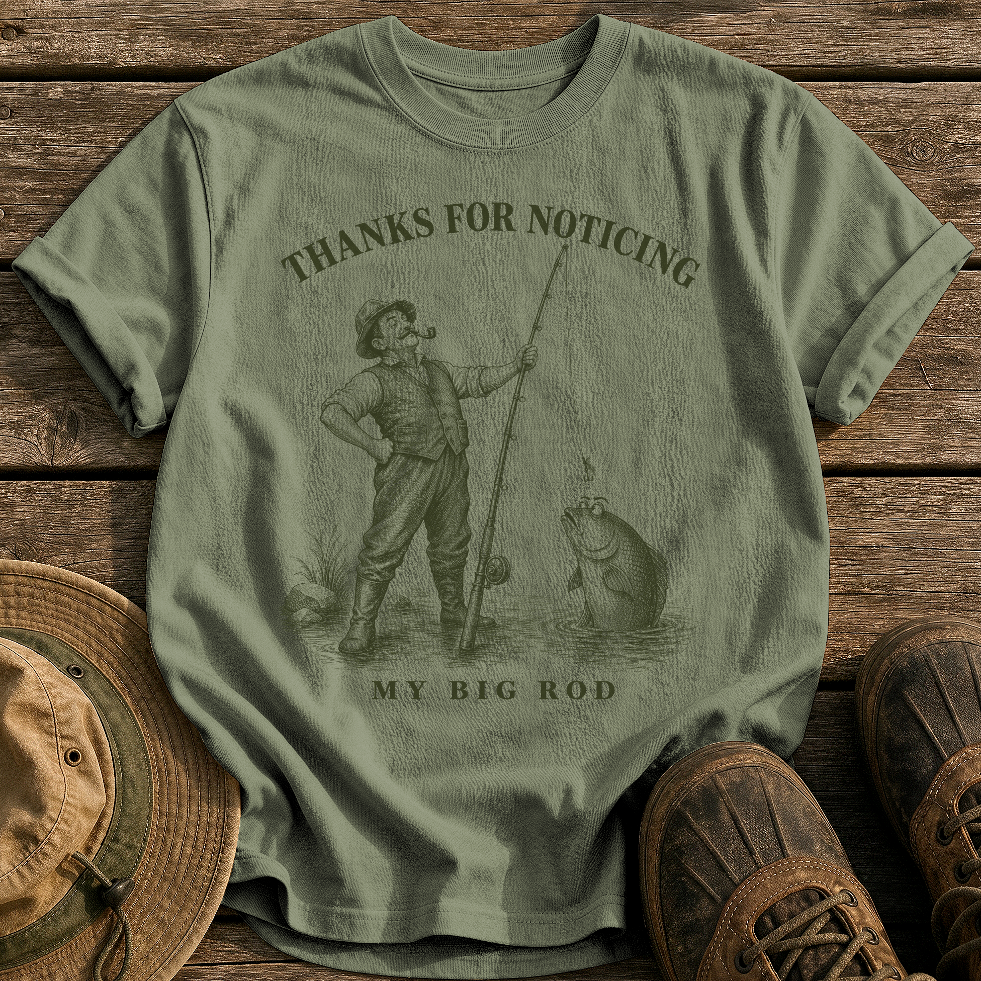 Nice Rod tee - Sage - front