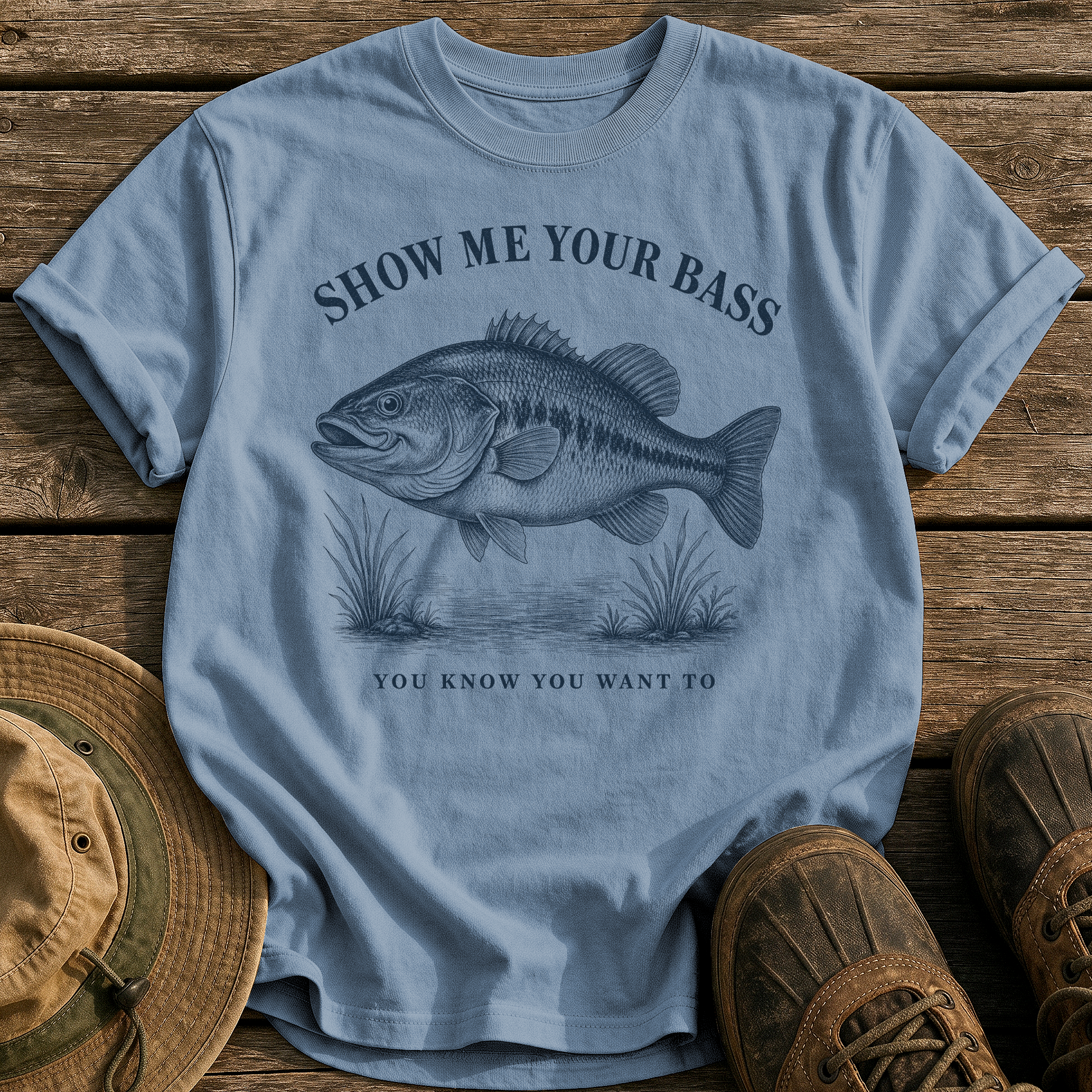 Show Me Your Bass tee - Blue Jean - front