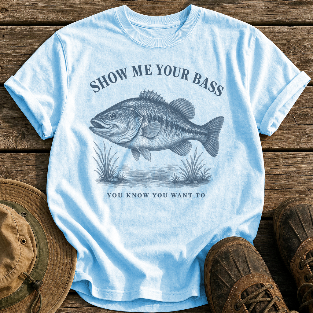 Show Me Your Bass tee - Chambray - front