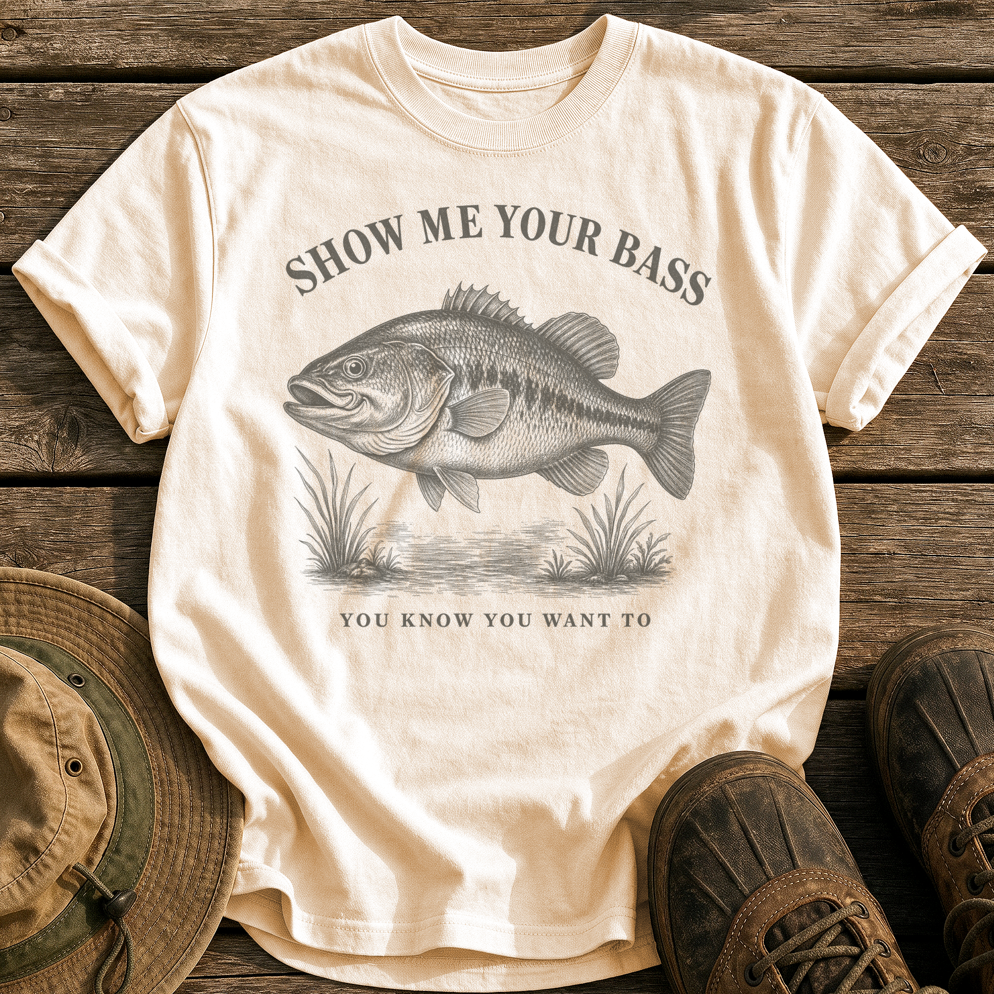 Show Me Your Bass tee - Ivory - front