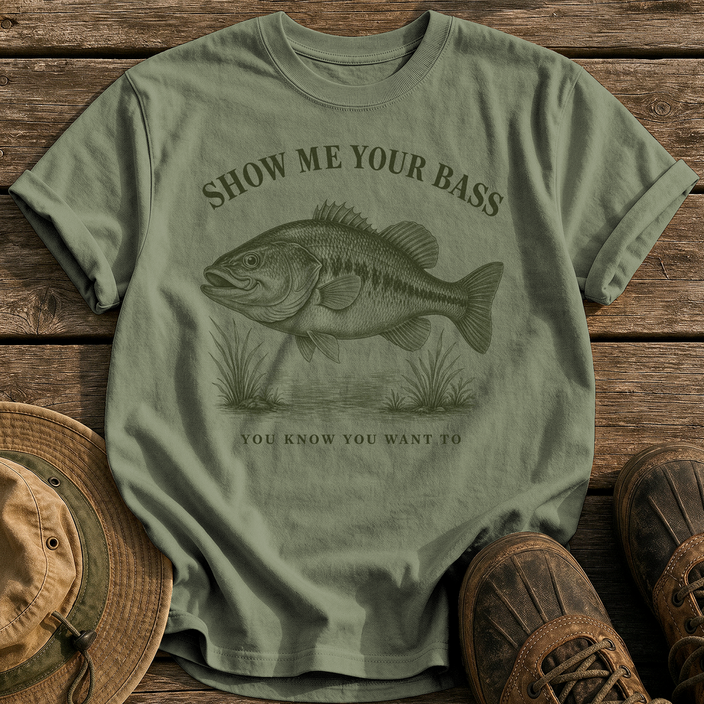 Show Me Your Bass tee - Sage - front