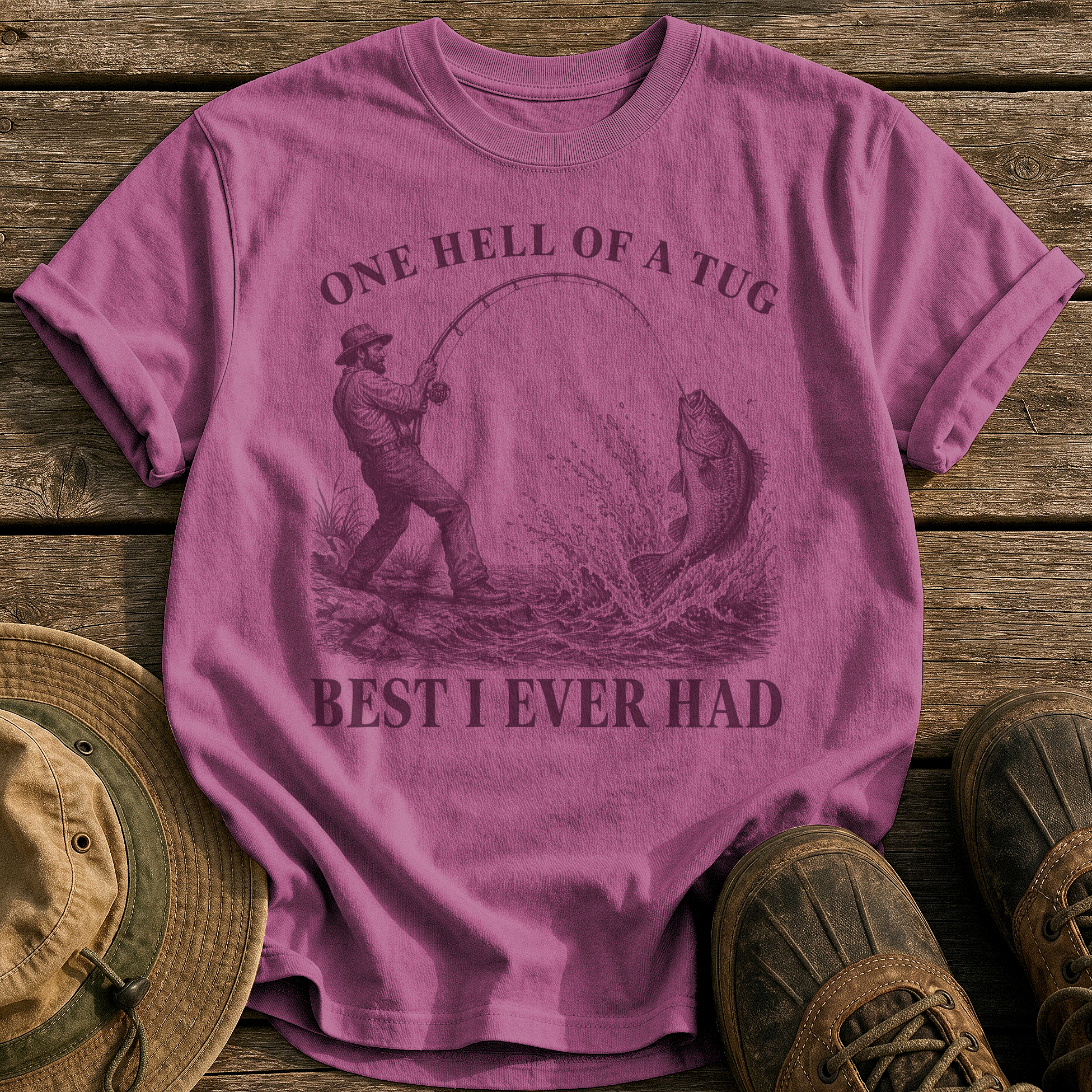 One Hell of a Tug tee - Berry - front