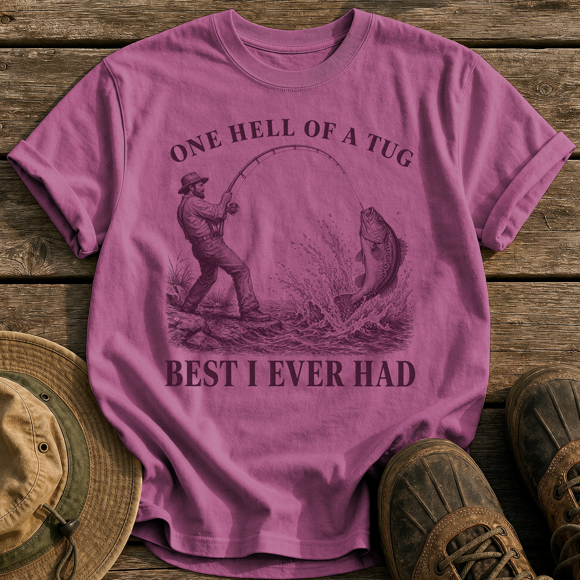 One Hell of a Tug tee - Berry - front