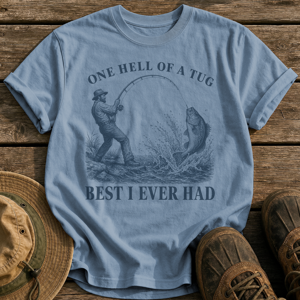 One Hell of a Tug tee - Blue Jean - front